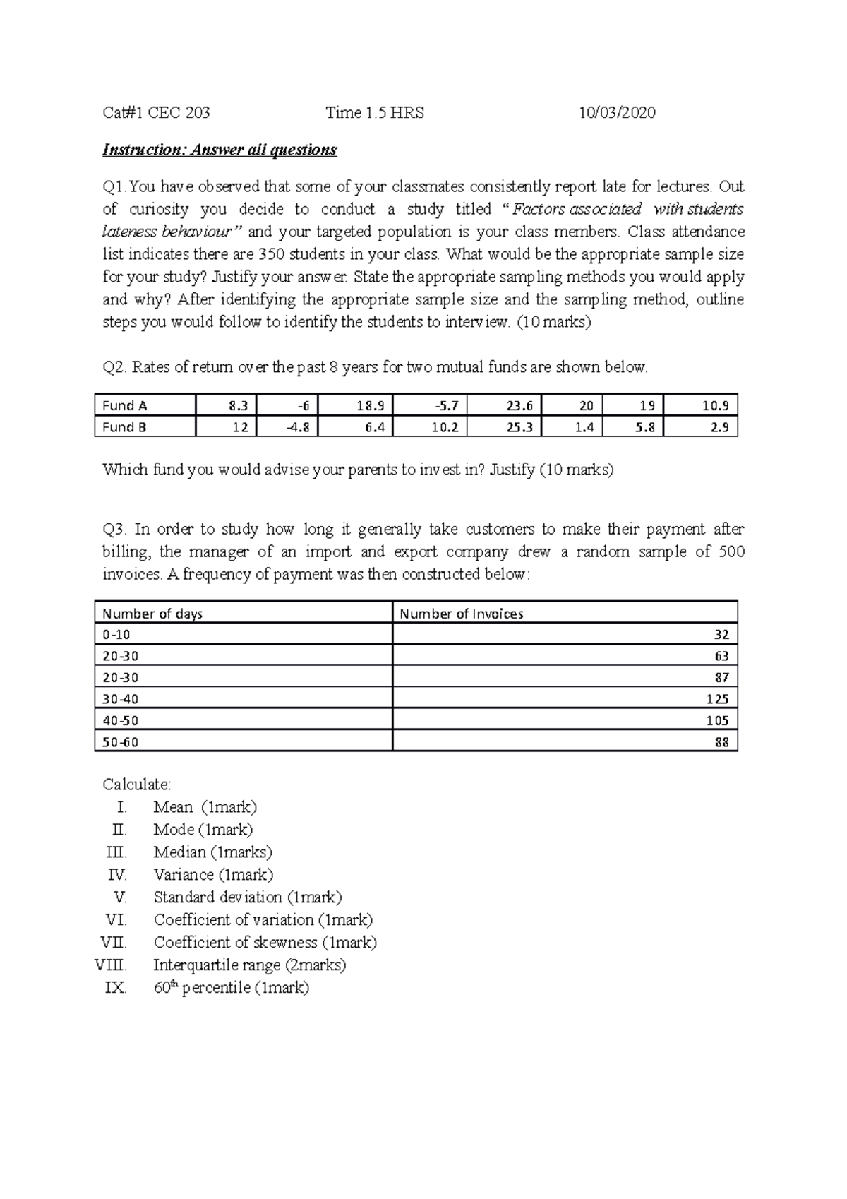 CEC 203 CAT - public sector economics - Cat#1 CEC 203 Time 1 HRS 10/03 ...