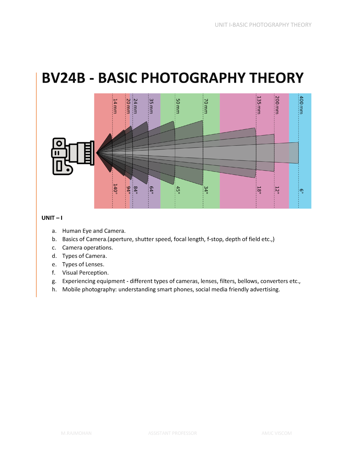 BV24B- Basic Photography Notes - BV24B - BASIC PHOTOGRAPHY THEORY UNIT ...