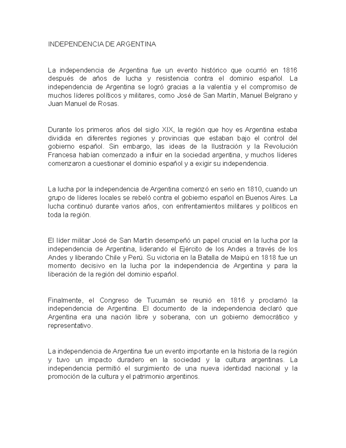 Independencia De Argentina Independencia De Argentina La Independencia De Argentina Fue Un 6424