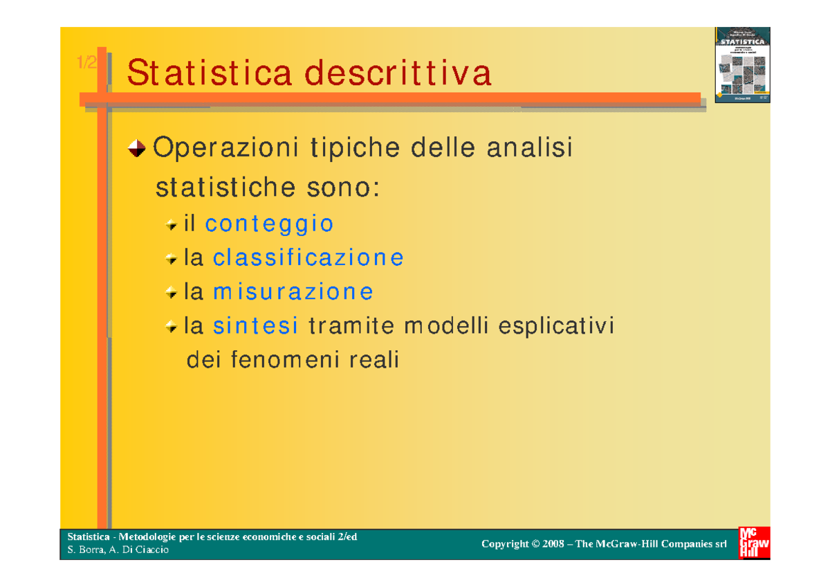 Descrittiva 1 - Slide Statistica - Scienze Aziendali - Uniroma1 - Studocu