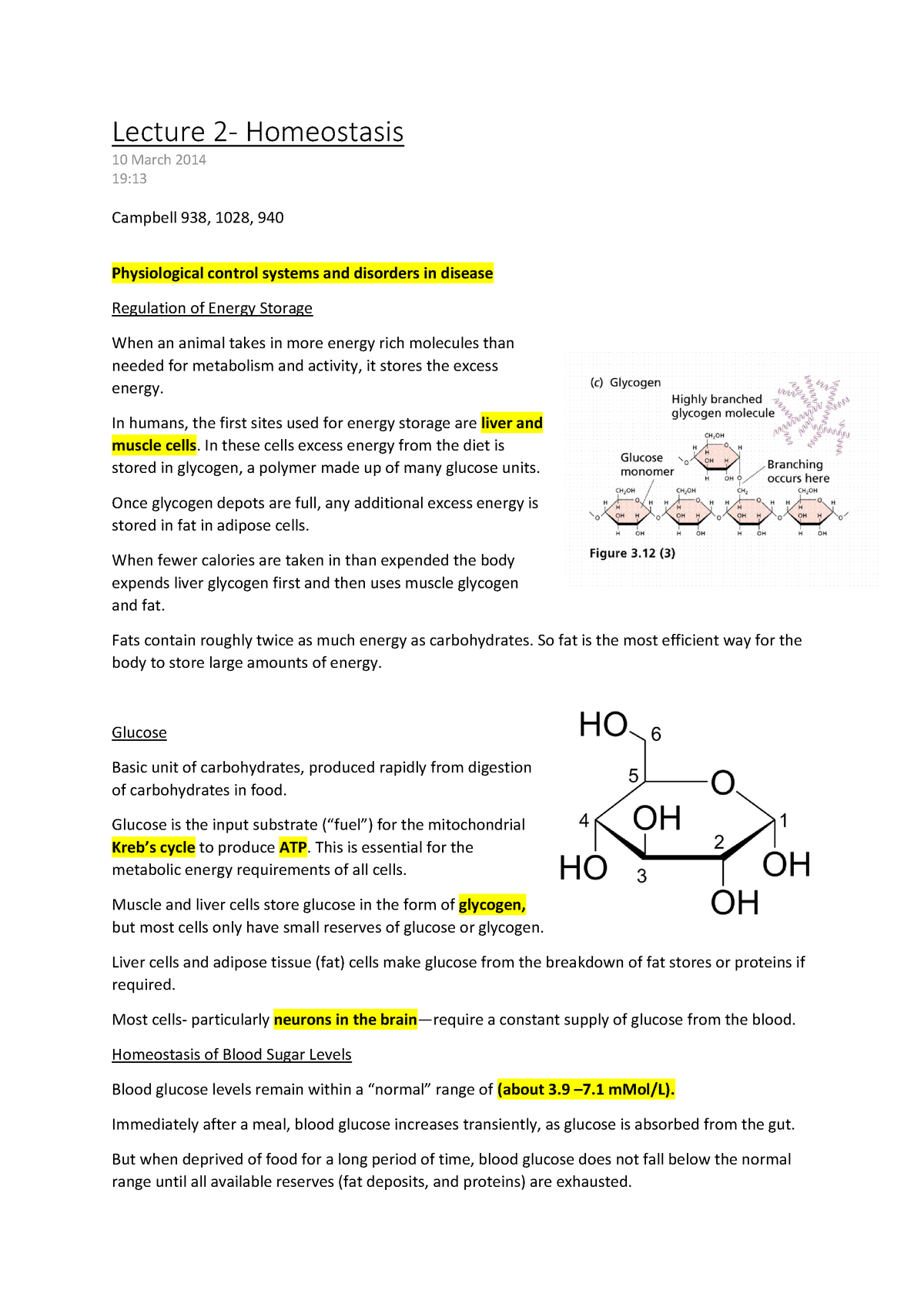 Lecture 2- Homeostasis - Lecture Homeostasis 10 March 2014 19:13 ...