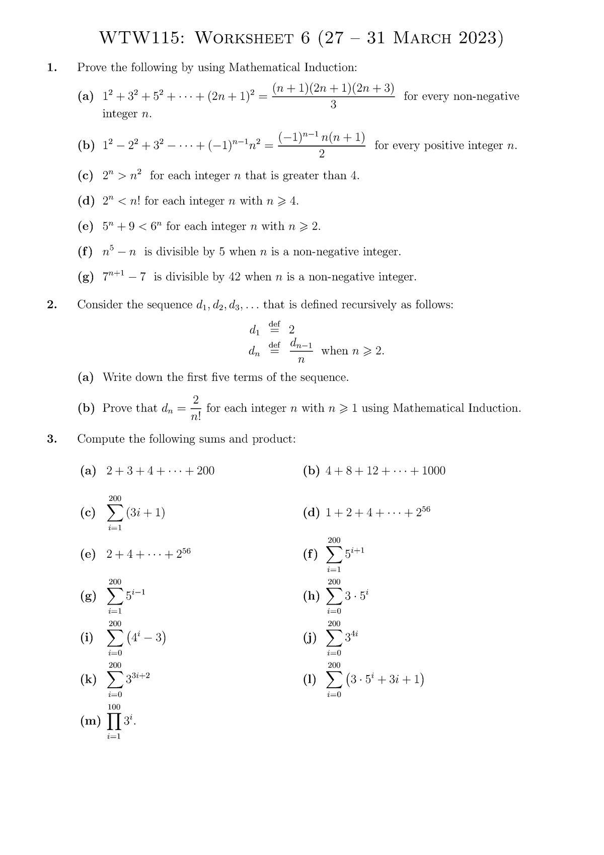 Tut Worksheet 6 - WTW 115 - UP - Studocu