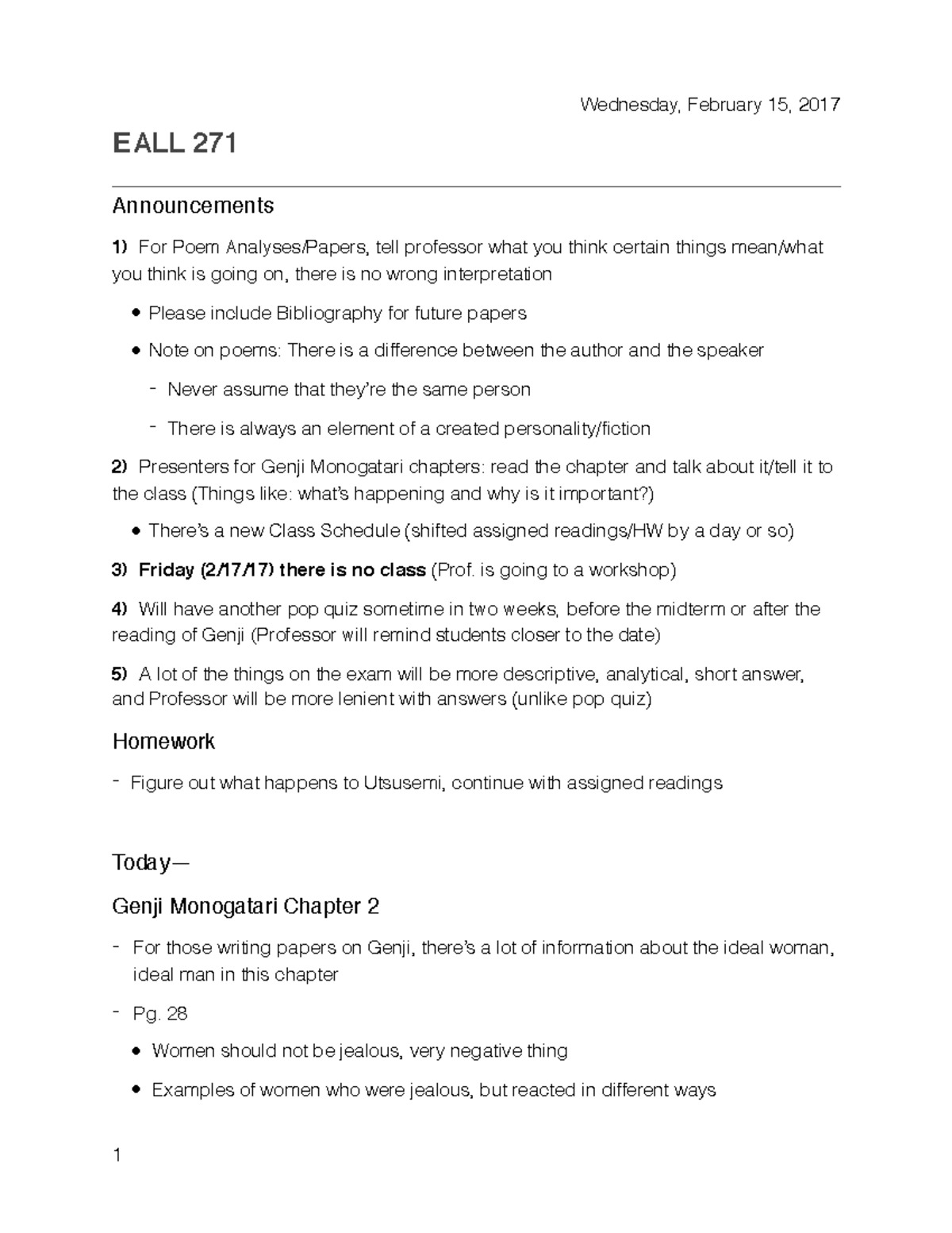 Eall 271 2 15 17 Genji Monogatari Pt 2 Chapter 2 5 Studocu Let us know which guy you ended up. studocu