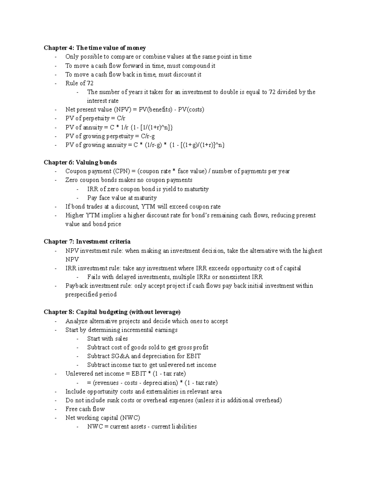 Midterm Textbook Notes - Chapter 4: The time value of money - Only ...
