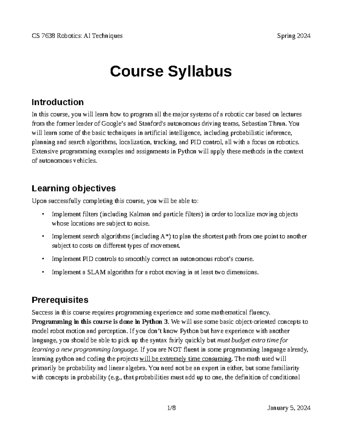 Syllabus-cs7638-Spring 2024 - Course Syllabus Introduction In this ...