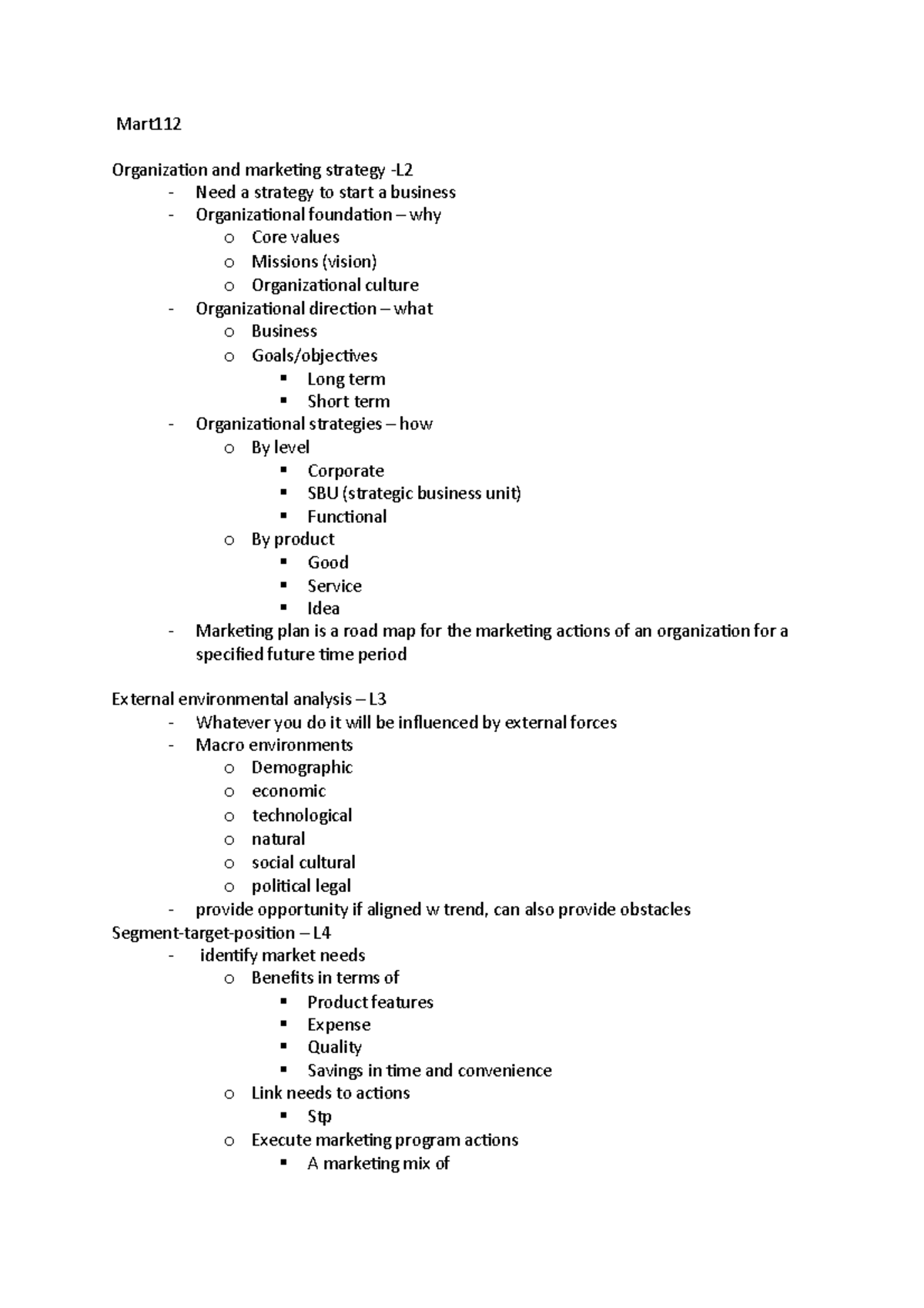Mart112 lecture notes - Marketing Management - University of Otago ...