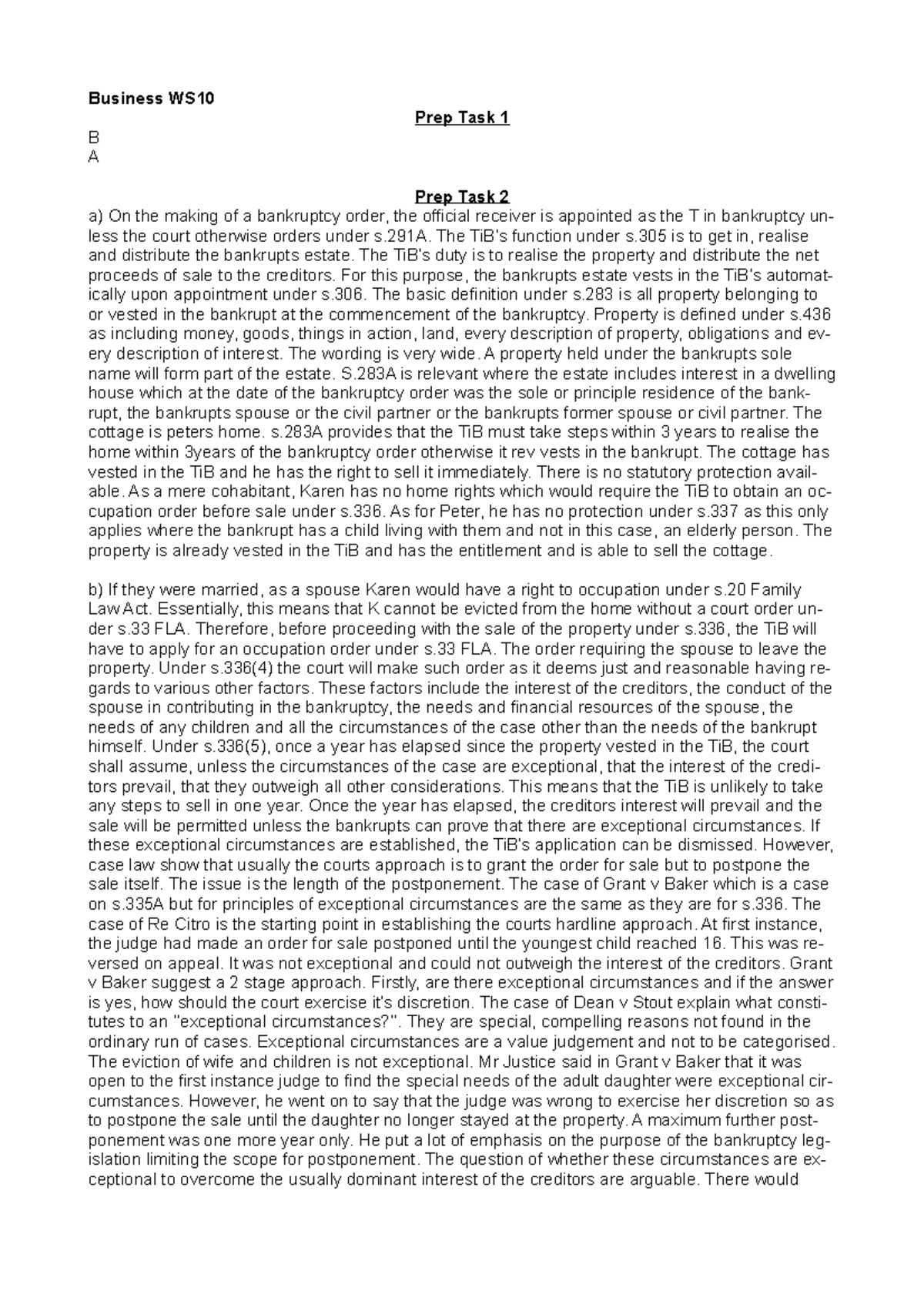 Business WS10 - prep and workshop - Business WS Prep Task 1 B A Prep ...
