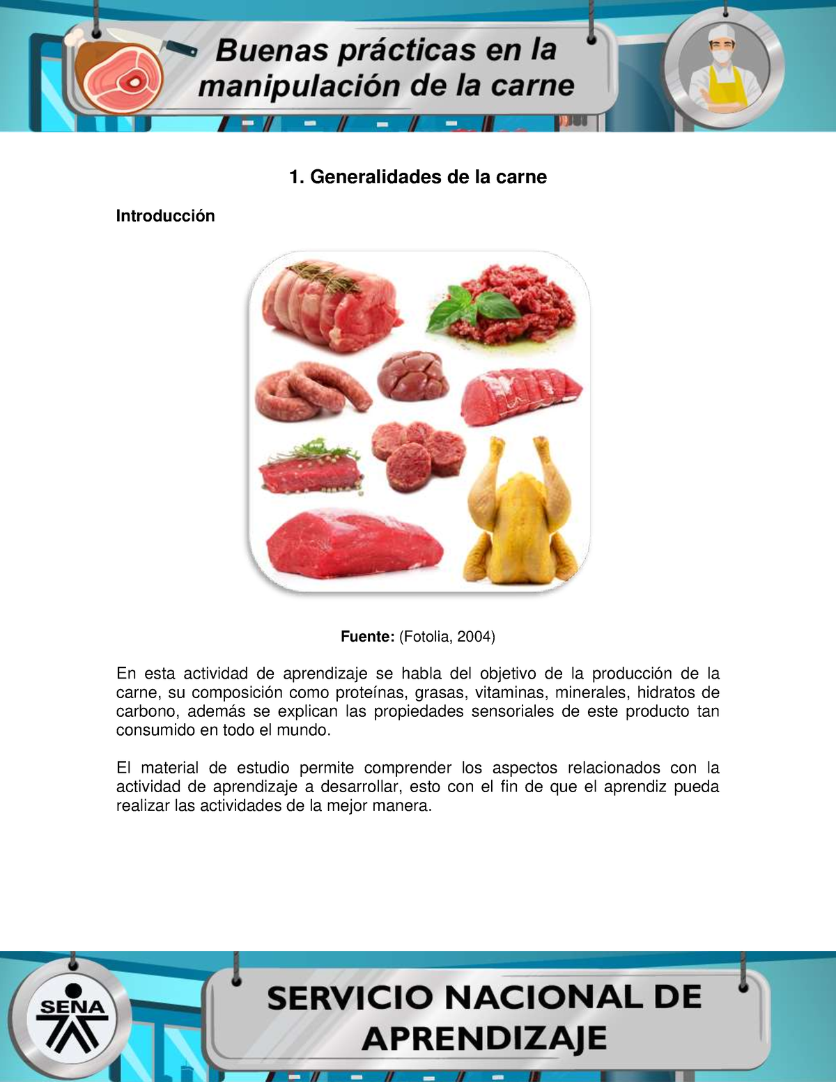 Mf Aa1 Material Informativo 1 Generalidades De La Carne Introducción Fuente Fotolia 2004 4449