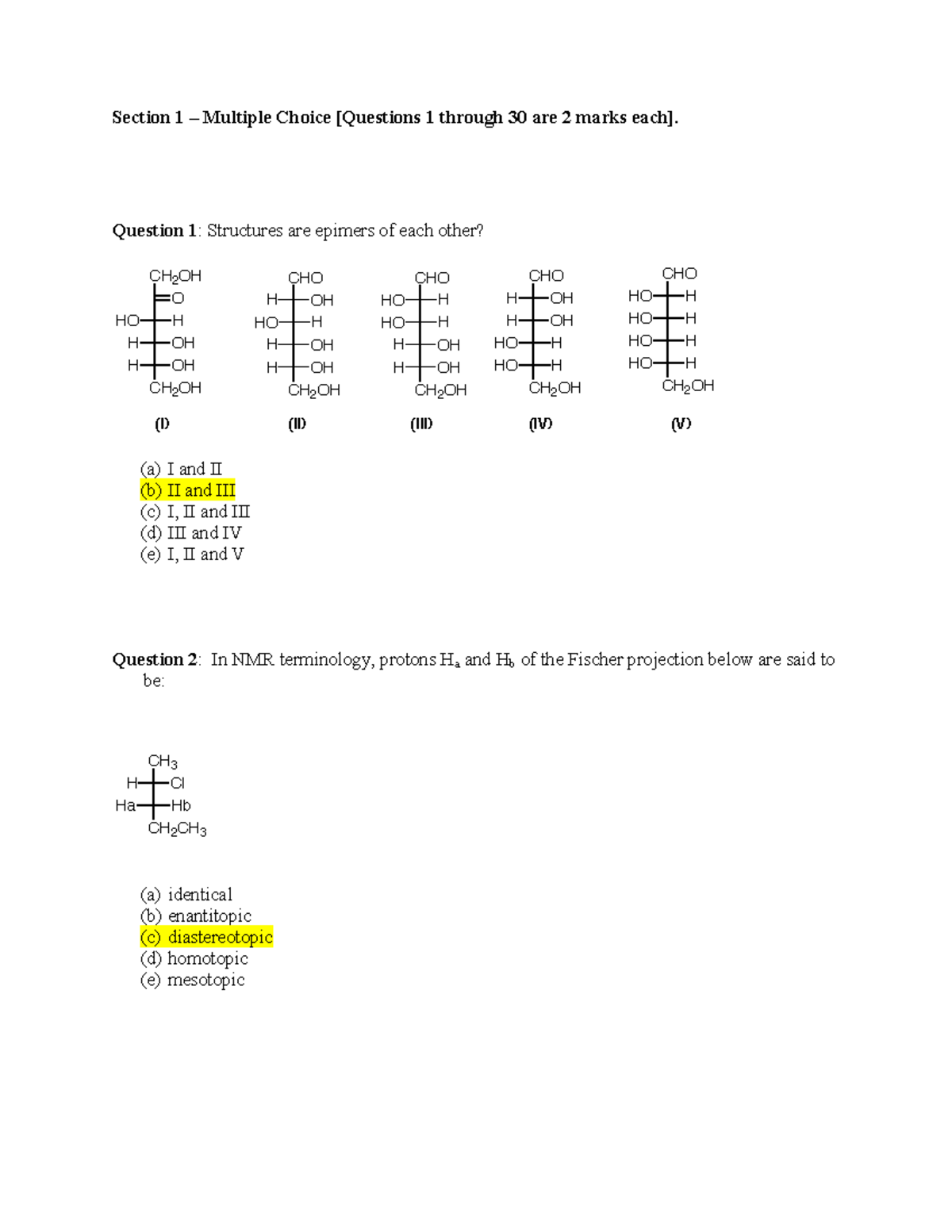Final Exam Winter 2018, questions and answers - Section 1 Multiple ...