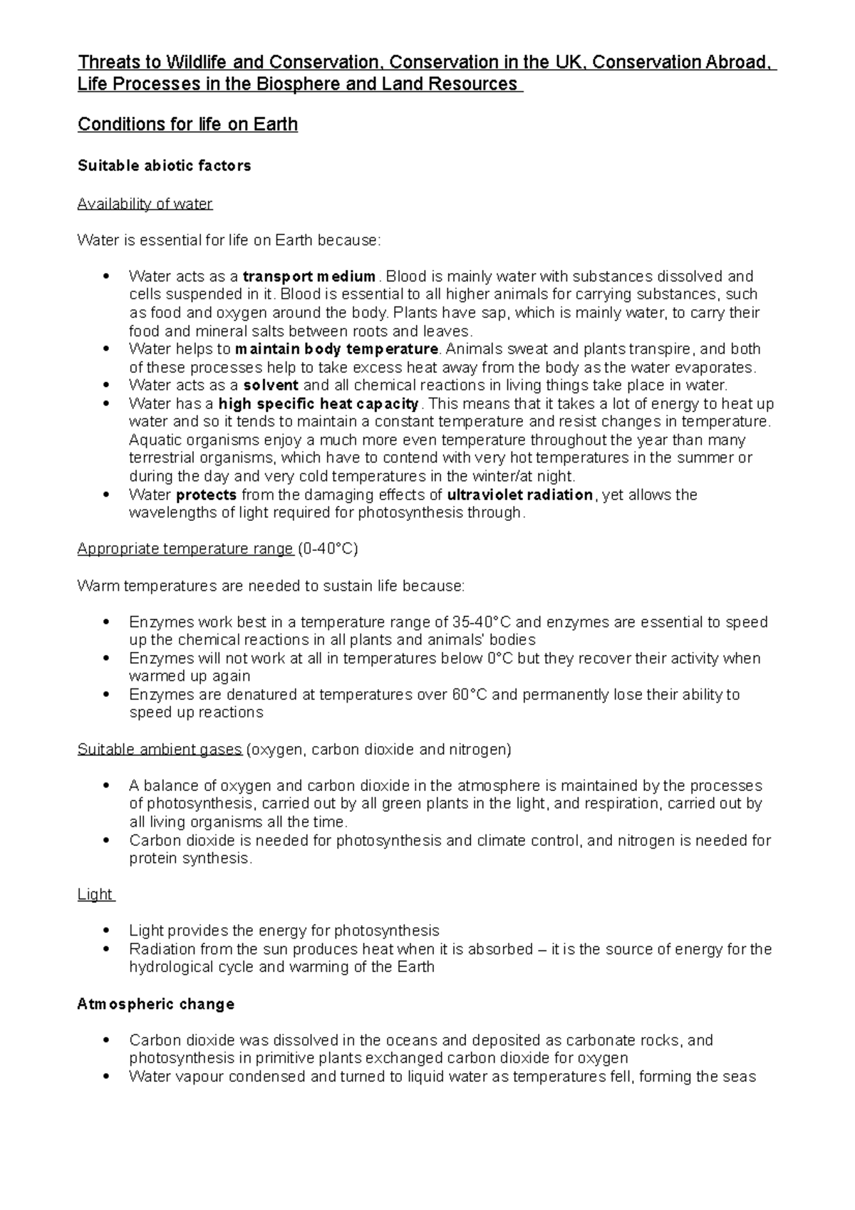 Module 1 The Living Environment - Life Processes in the Biosphere and ...