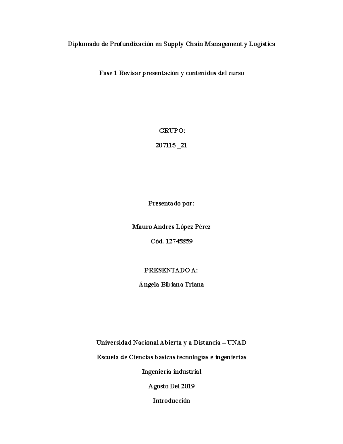 Diplomado de Profundización en Supply Chain Management y Logística Fase