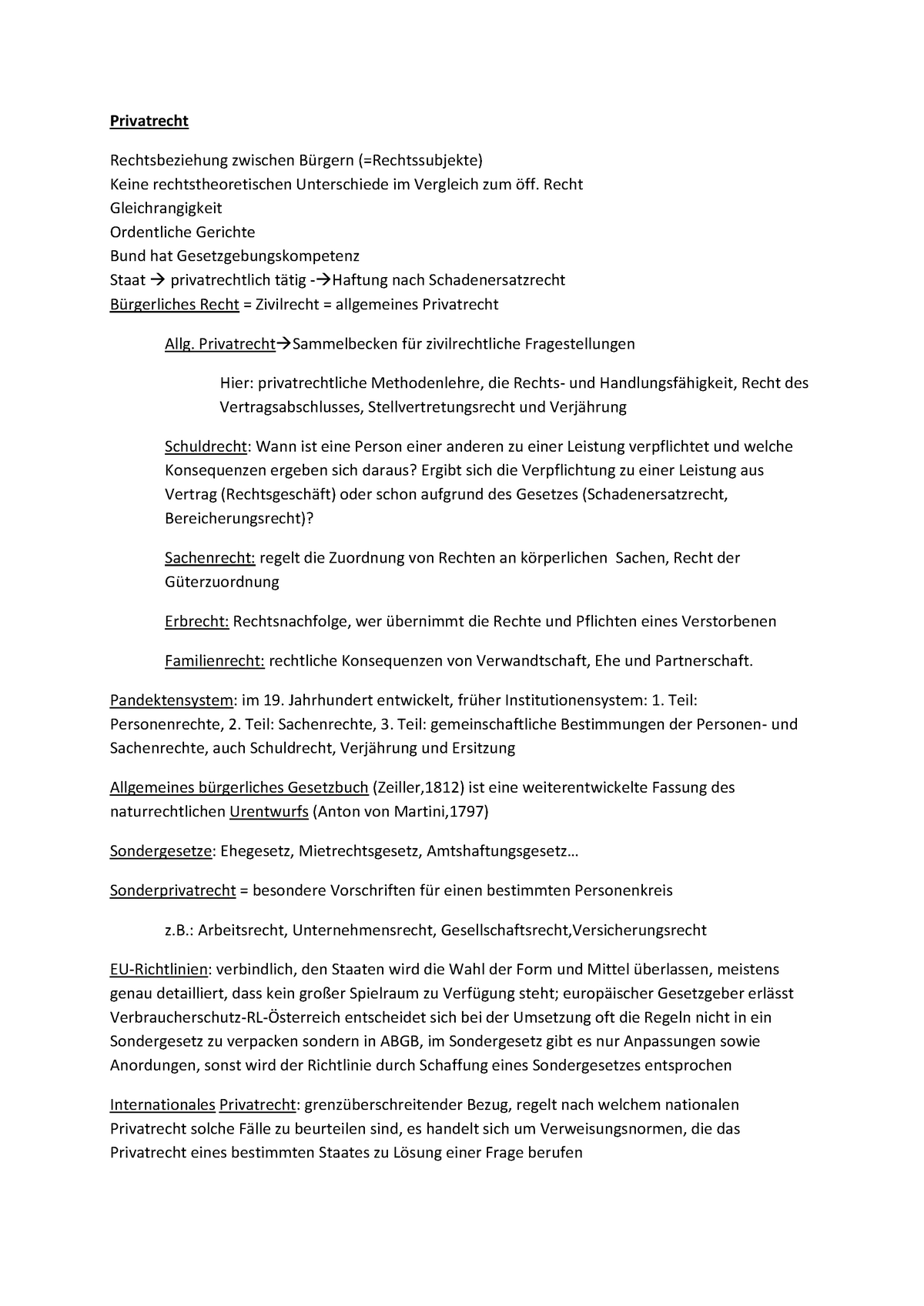 Bürgerliches Recht PDF - Privatrecht Rechtsbeziehung Zwischen Keine ...