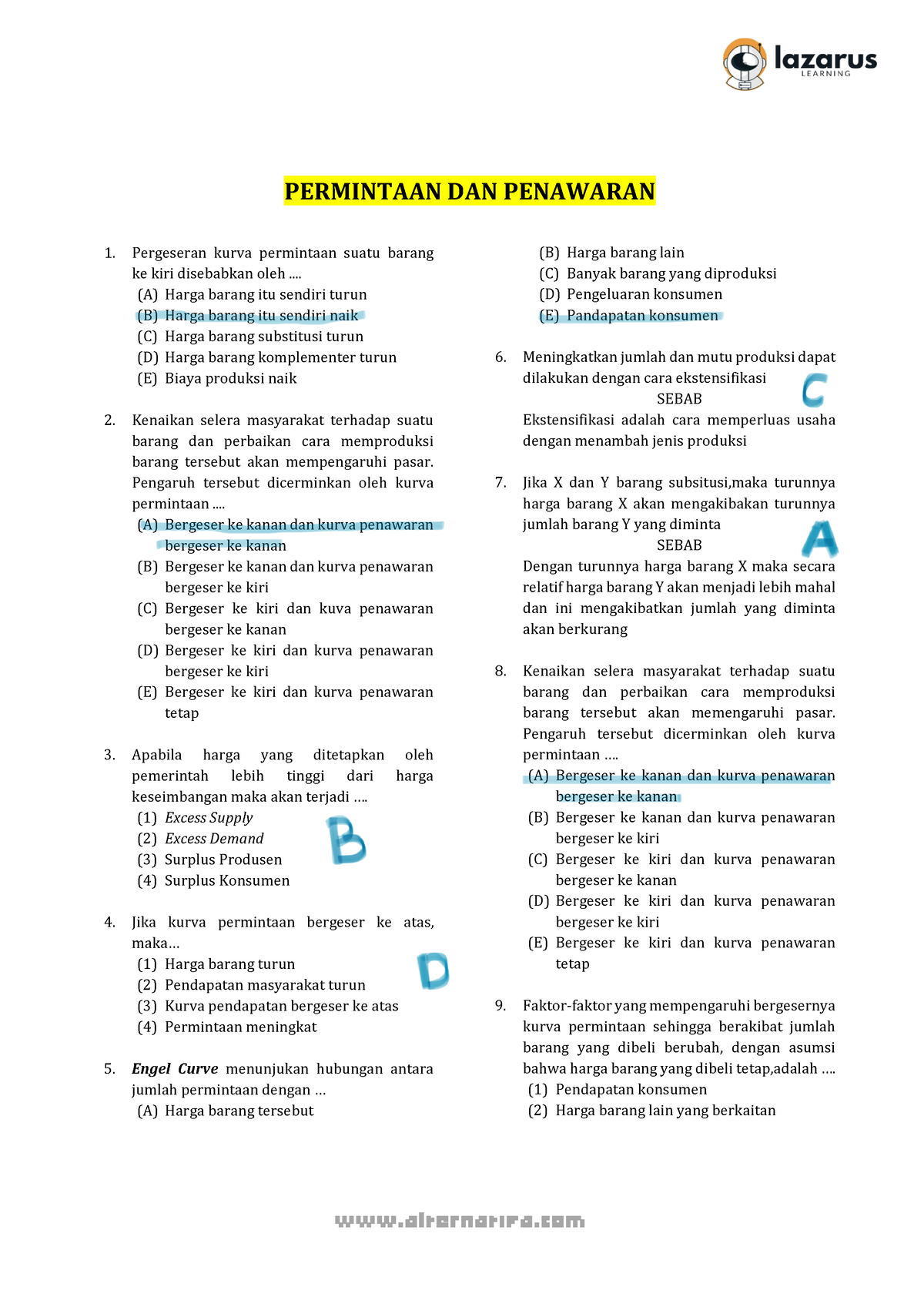 BAB 2. Permintaan Dan Penawaran - Alternatifa PERMINTAAN DAN PENAWARAN ...