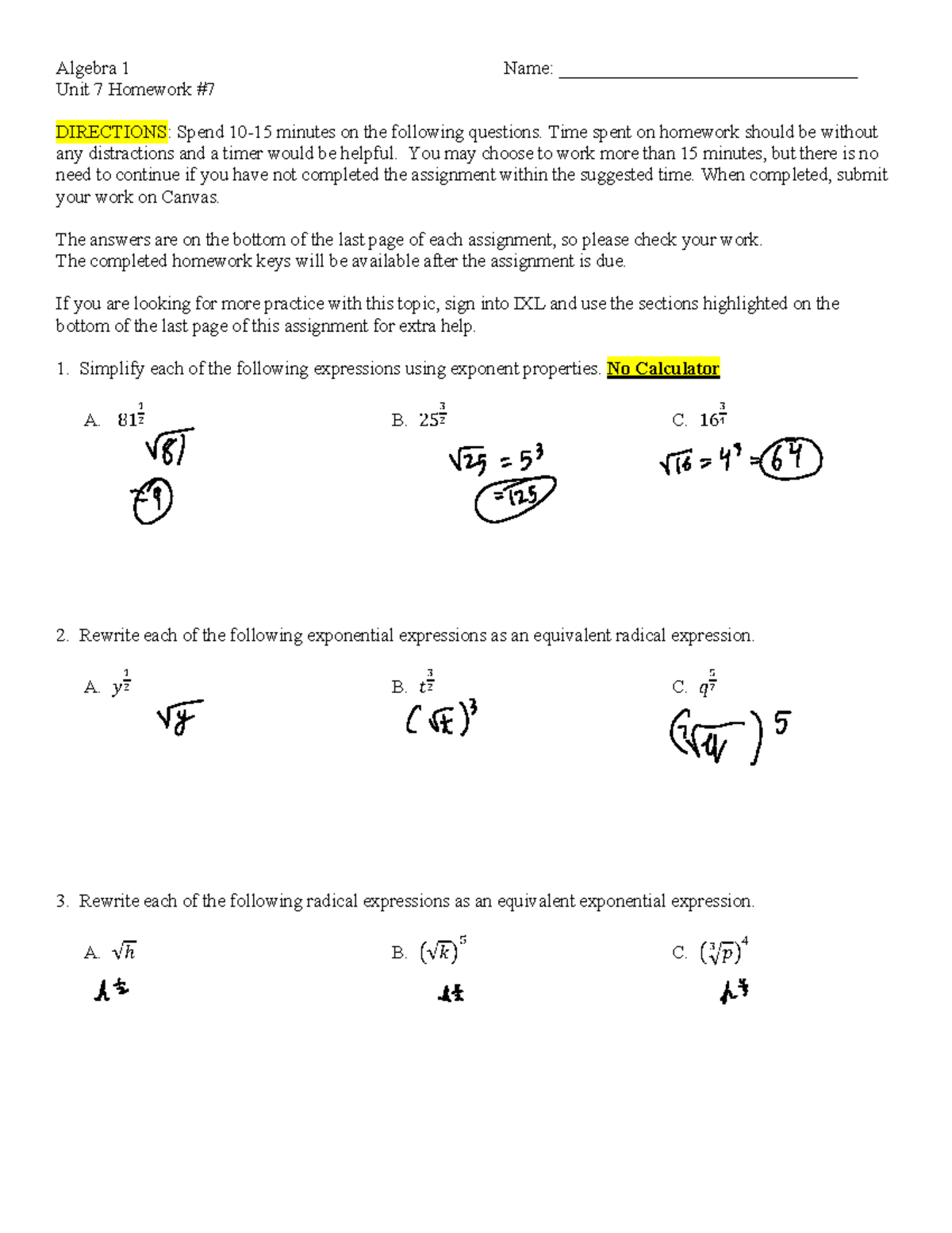 U7+Homework+7 - Notes - Algebra 1 Name ...