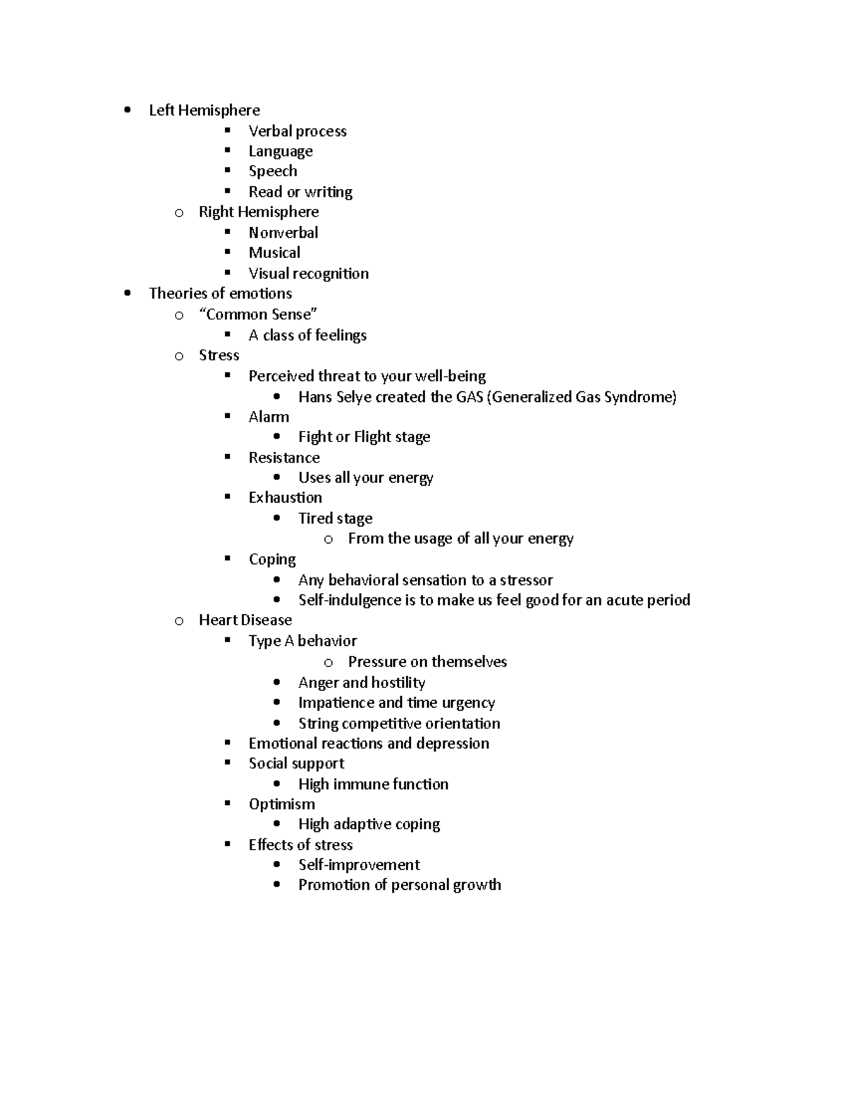 Psych 100 week 3 - Emotions - Left Hemisphere Verbal process Language ...