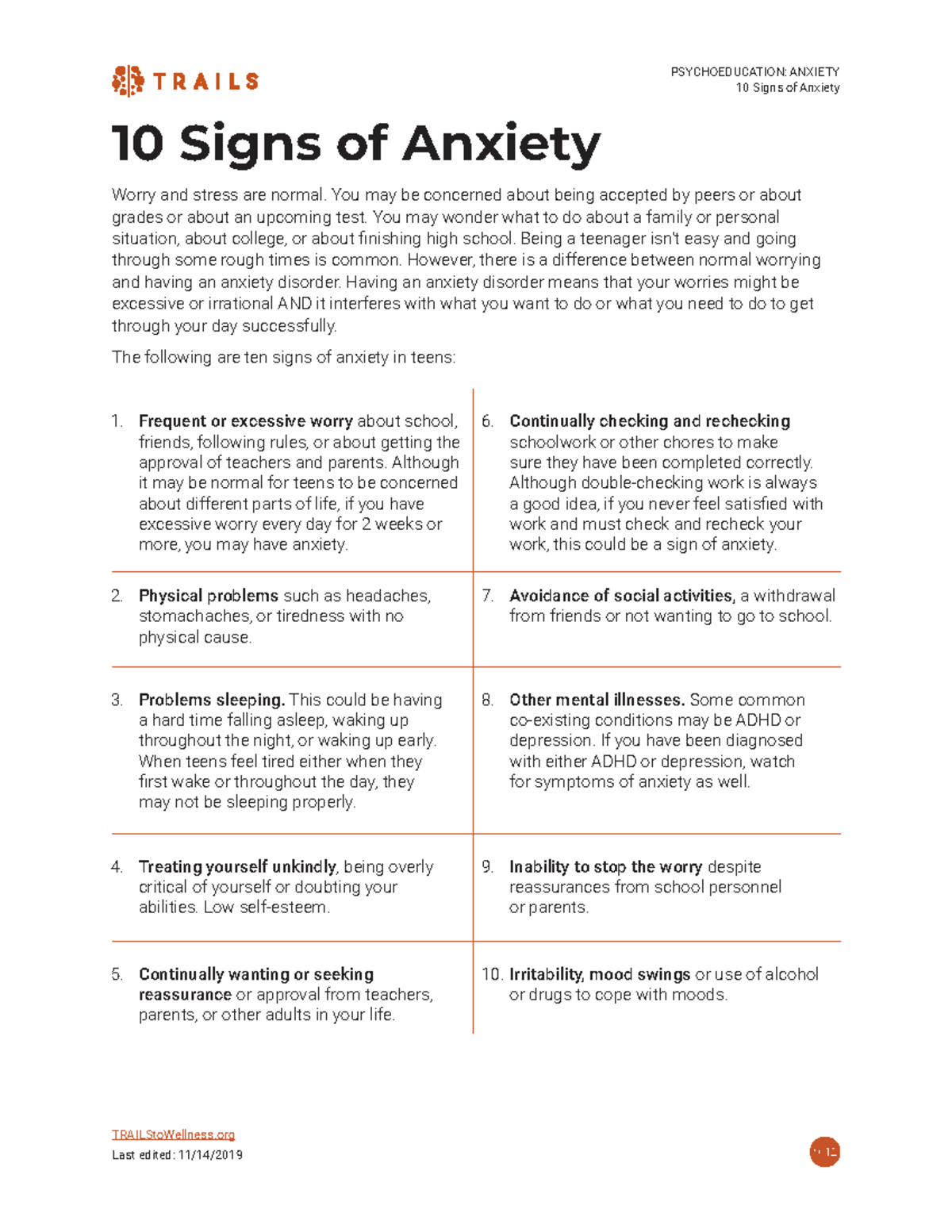 10 signs of anxiety - - Studocu