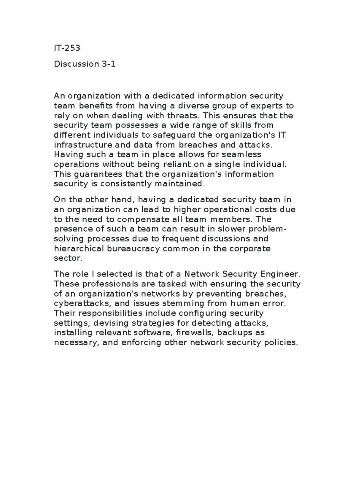 IT253 SNHU Computer System Security Module 3 Discussion - IT ...