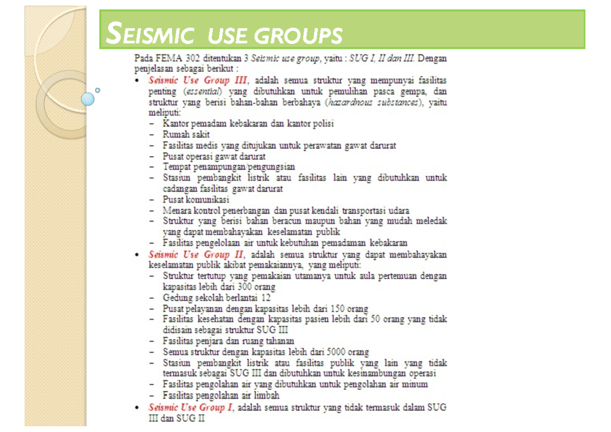 Struktur Tahan - Materi kuliah - SEISMIC USE GROUPS SEISMIC USE GROUPS ...