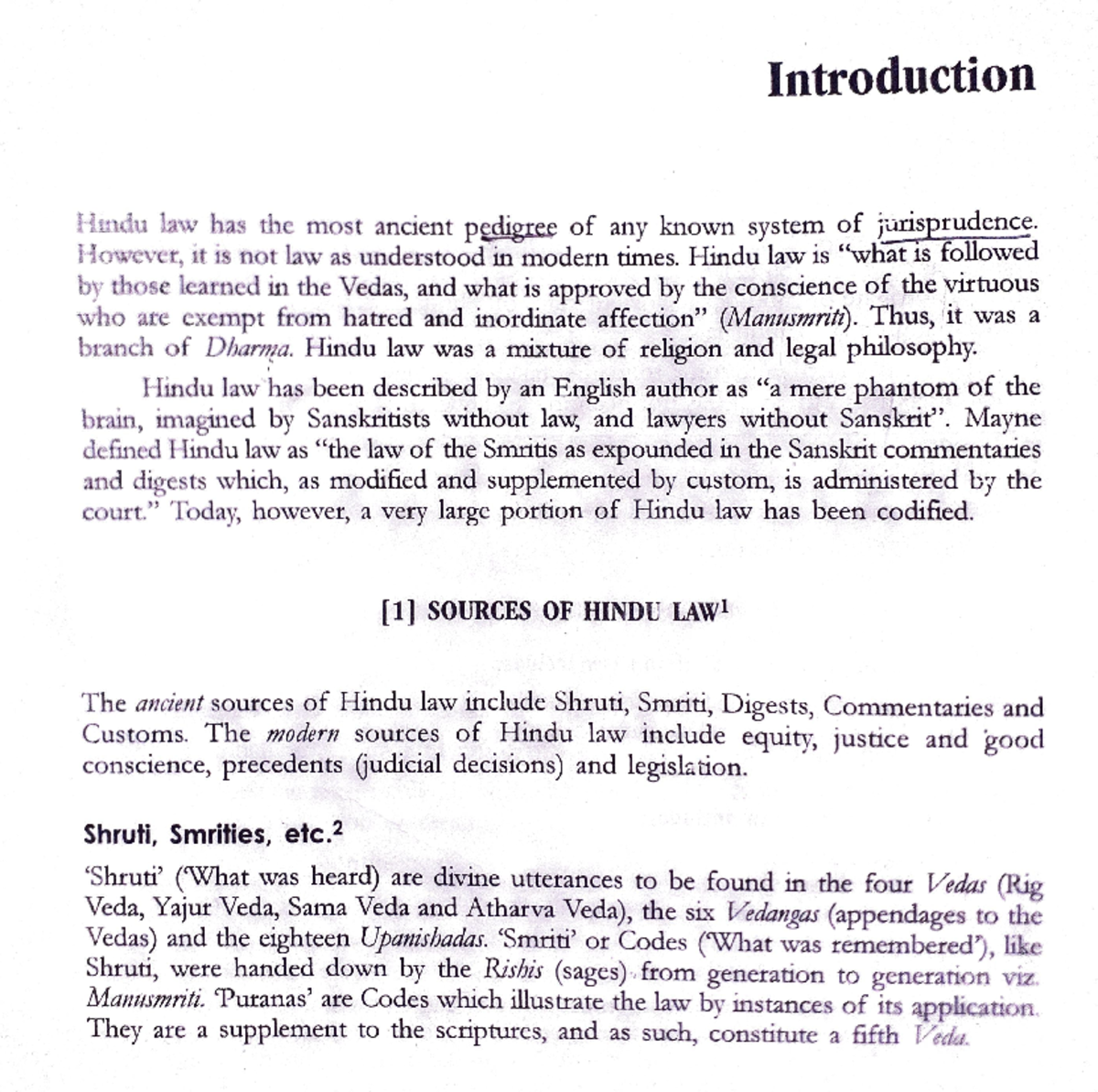 Hindu Law Introduction and Sources Introduction Hindu law has the