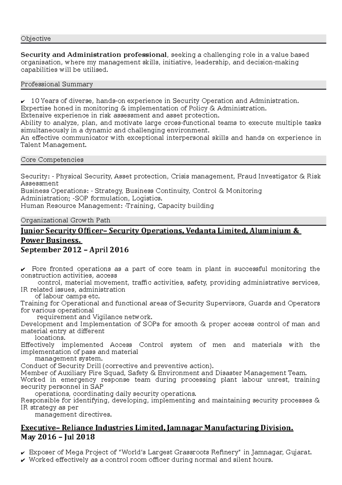 ML - Detail - Objective Security and Administration professional ...