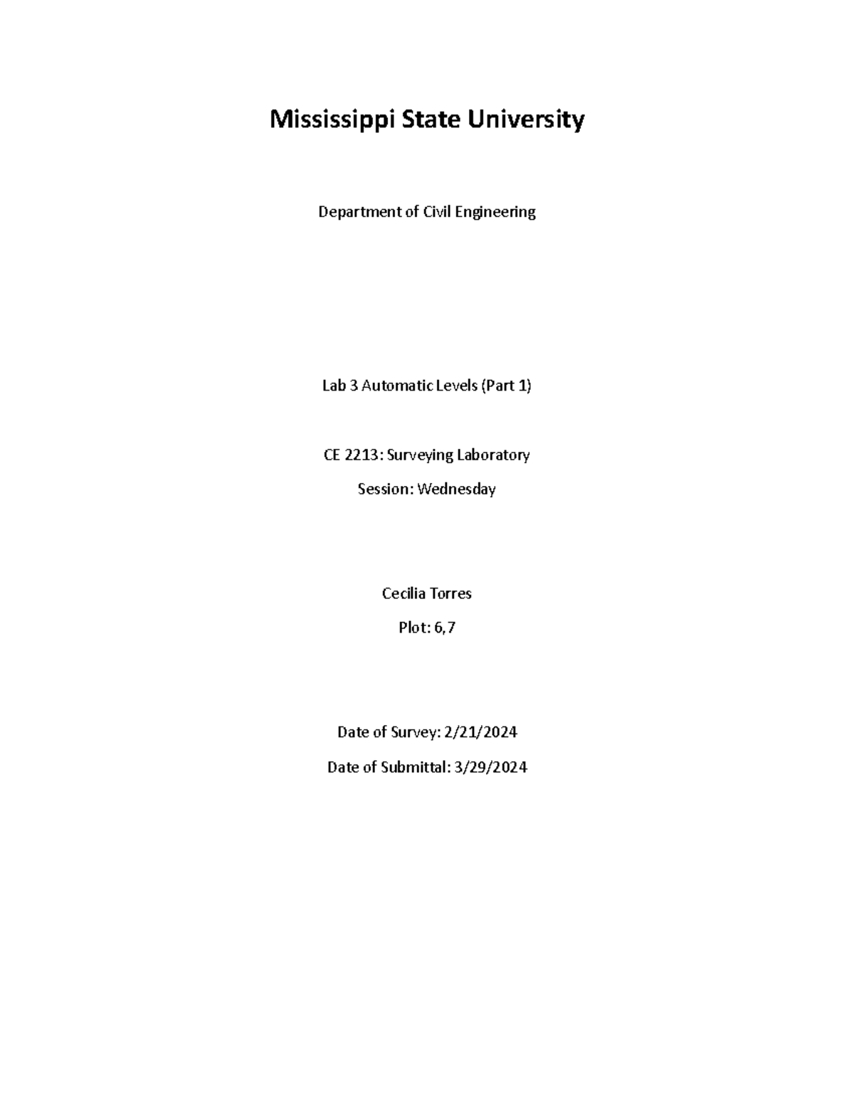 Lab 3 Automatic Levels - Mississippi State University Department of ...