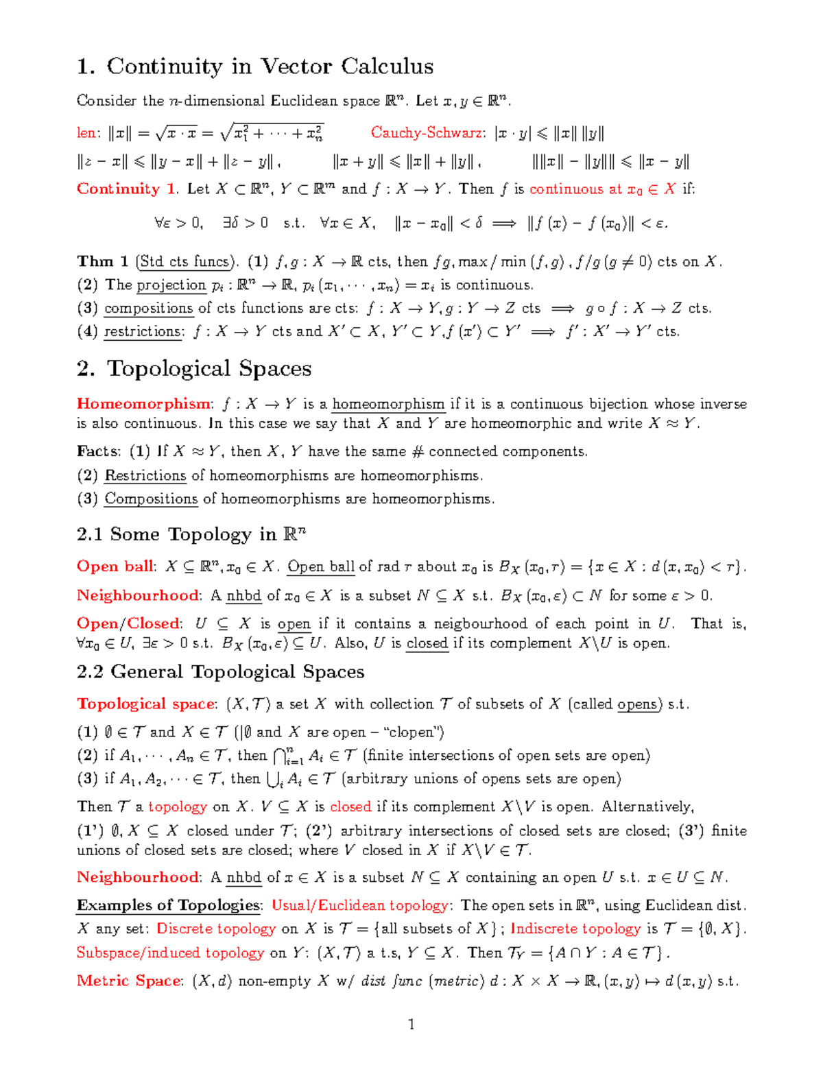 most or all of the definitions and theorems covered in the subject ...