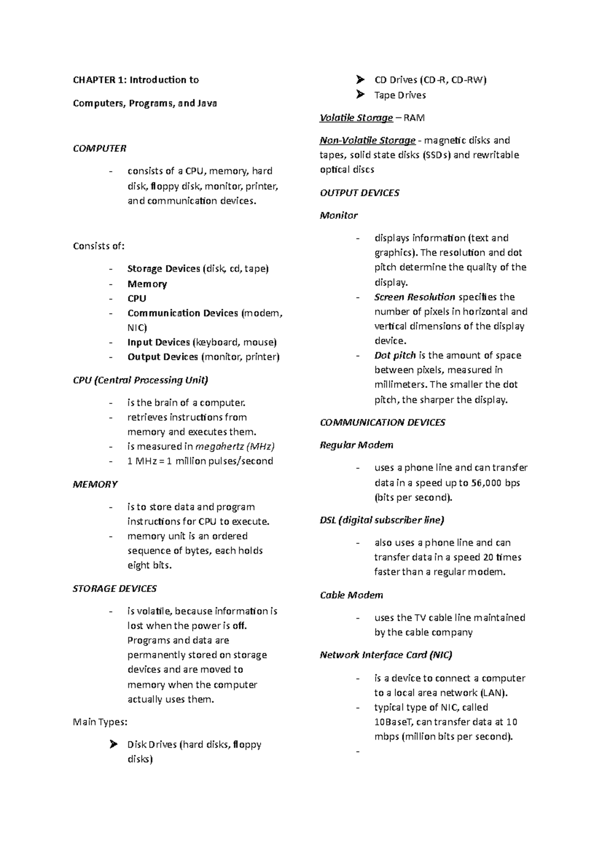 Programming Notes - CHAPTER 1: Introduction to Computers, Programs, and ...