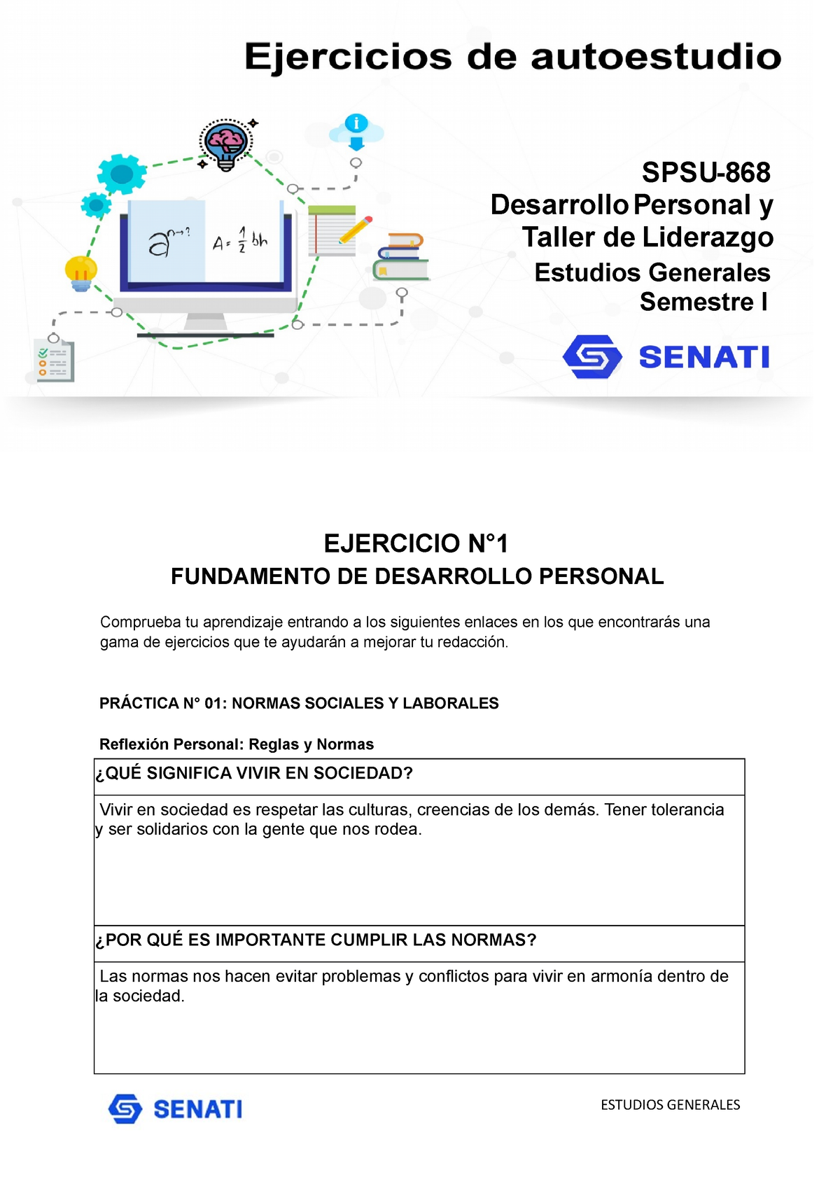 SPSU-868 Ejercicio U001 - EJERCICIO N° FUNDAMENTO DE DESARROLLO ...