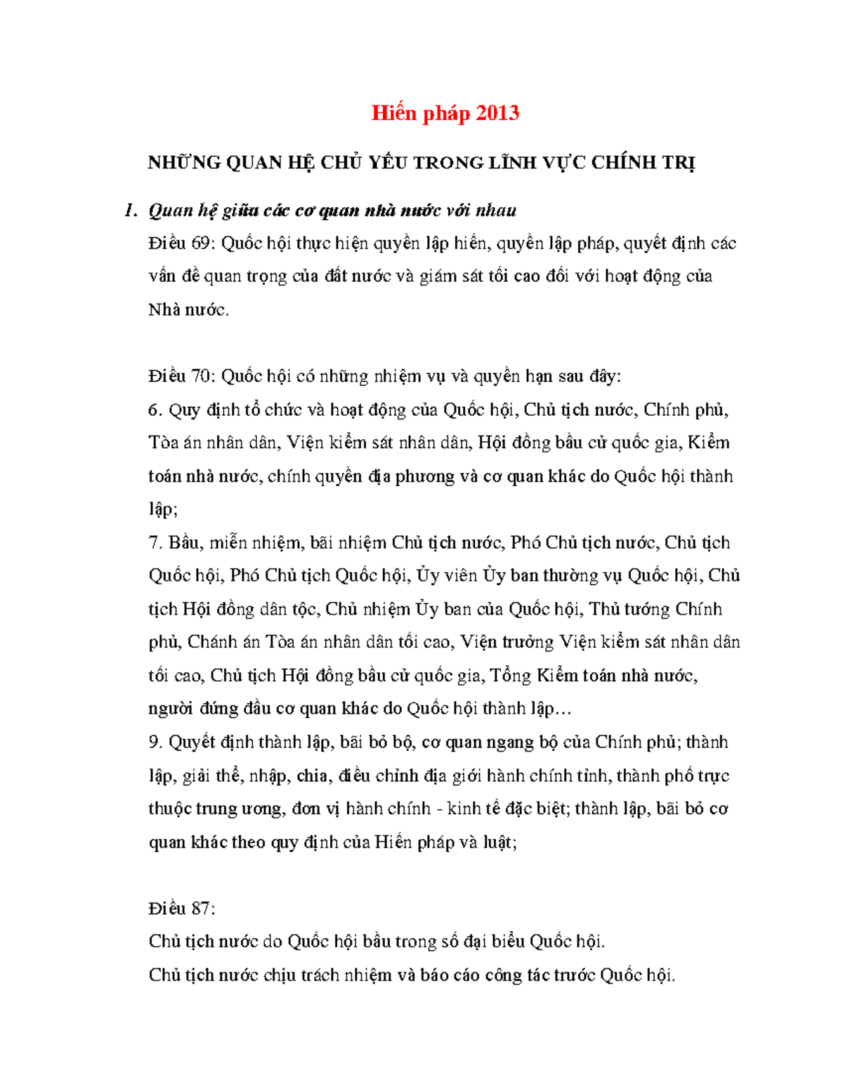 Hiến pháp 2013 - cdvedve - Hiến pháp 2013 NHỮNG QUAN HỆ CHỦ YẾU TRONG