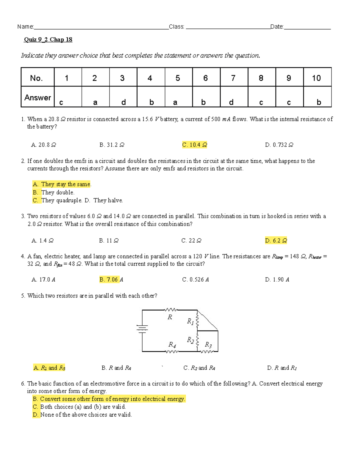 Quiz+9+turn+in+ - Physics 2 QUIZ 9 - Name: Class: Date: Quiz 9_2 Chap ...