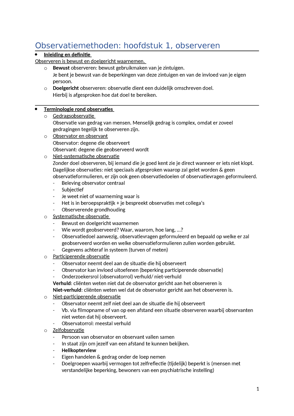 Hoofdstuk 1 Observeren - Observatiemethoden: Hoofdstuk 1, Observeren ...