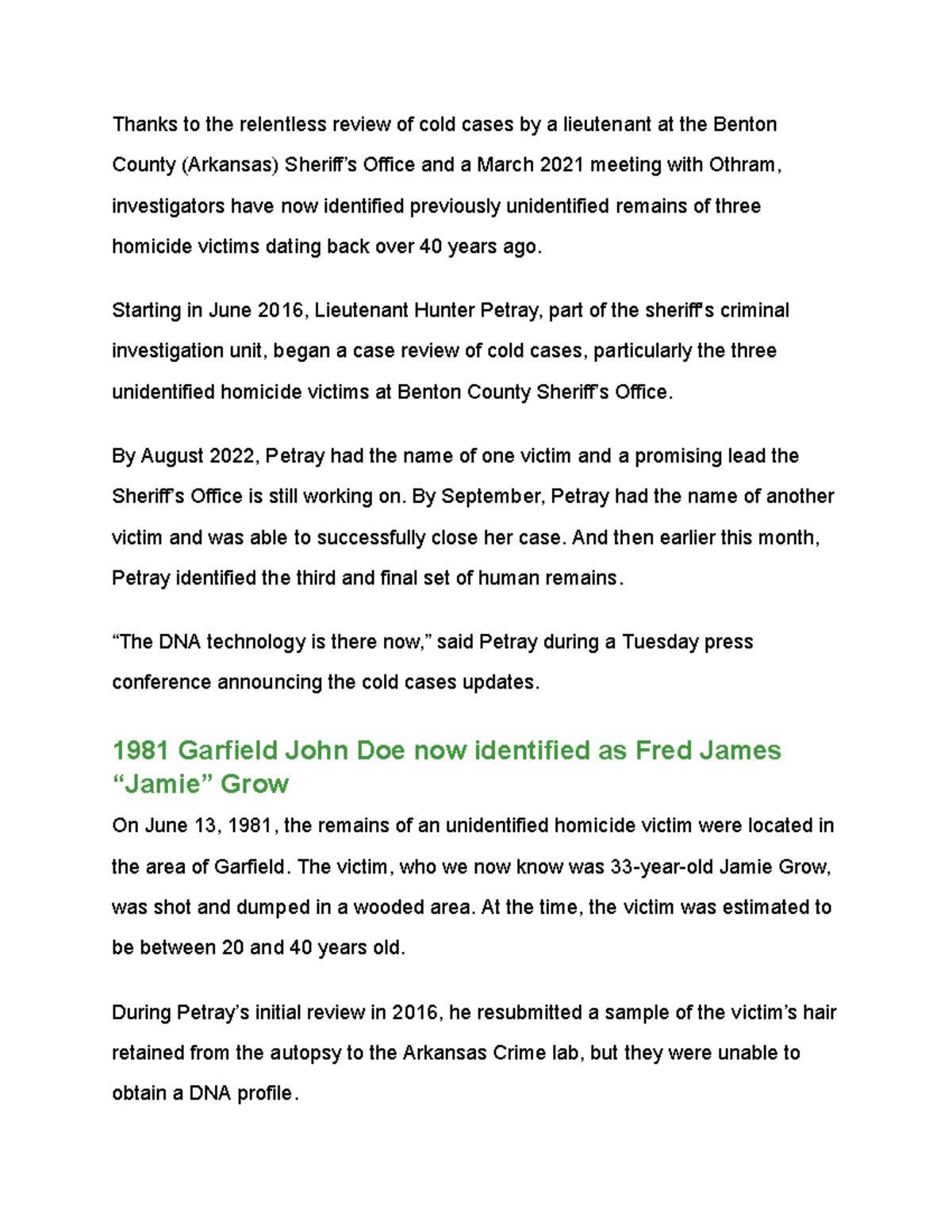 Three Victims - Thanks to the relentless review of cold cases by a ...