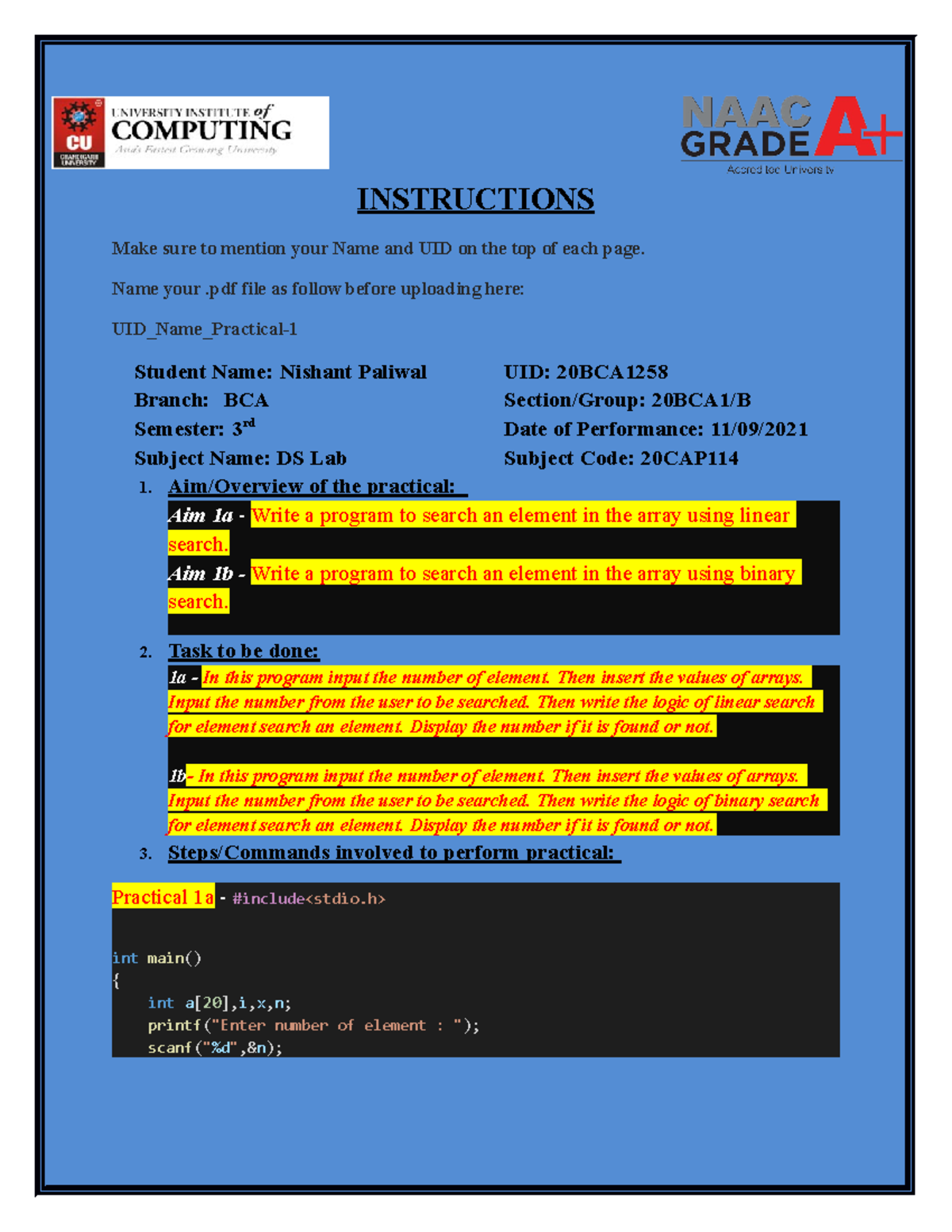 20bca1258 nishant paliwal ds worksheet 3 instructions make sure to 