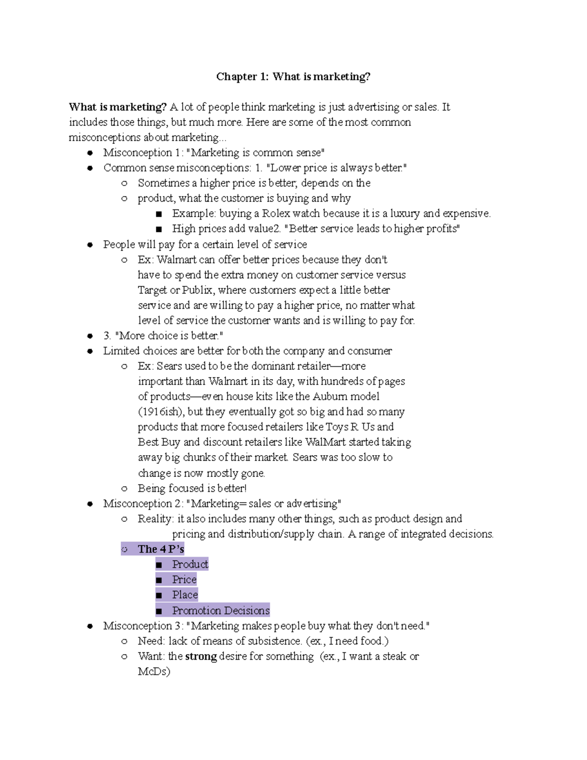 MKTG 3310 Chapter 1 Notes - Chapter 1: What Is Marketing? What Is ...