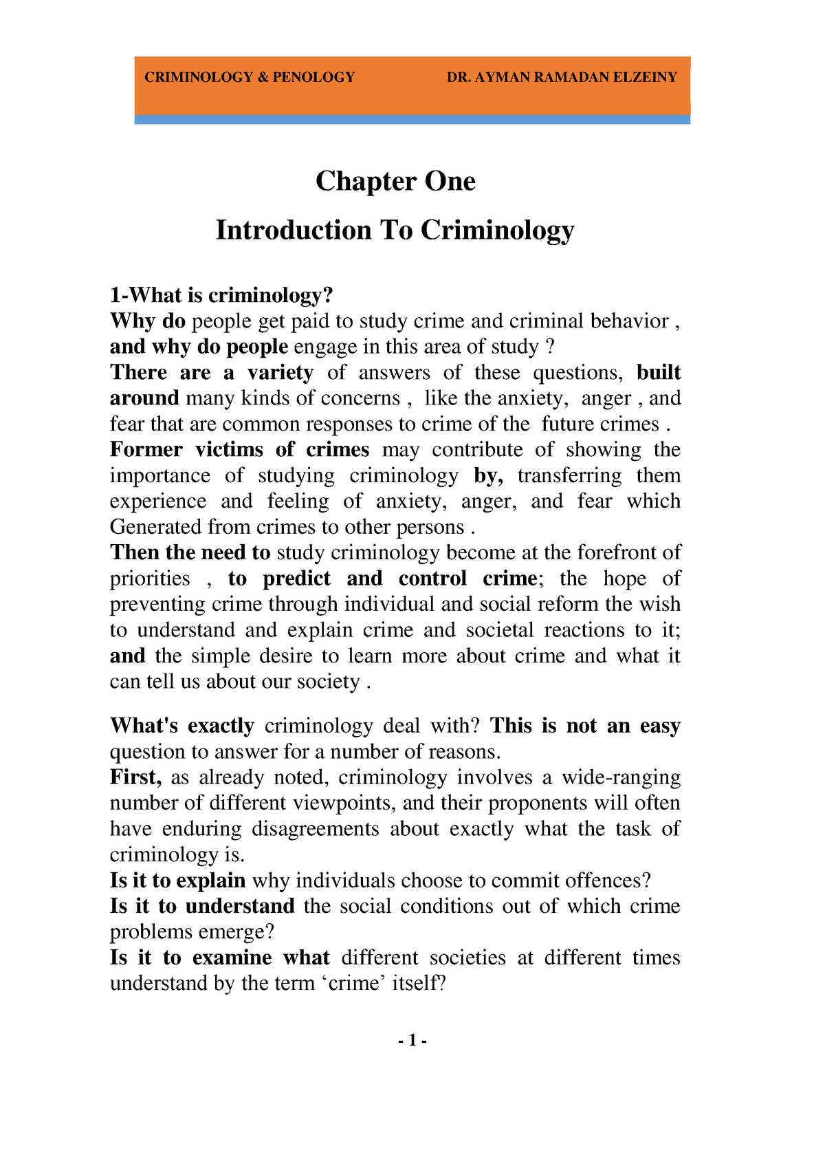 introduction on criminology essay