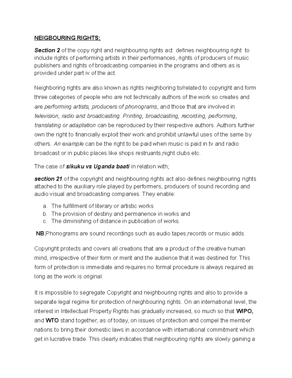 RELATED RIGHTSNNN - NEIGBOURING RIGHTS; Section 2 of the copy right and ...