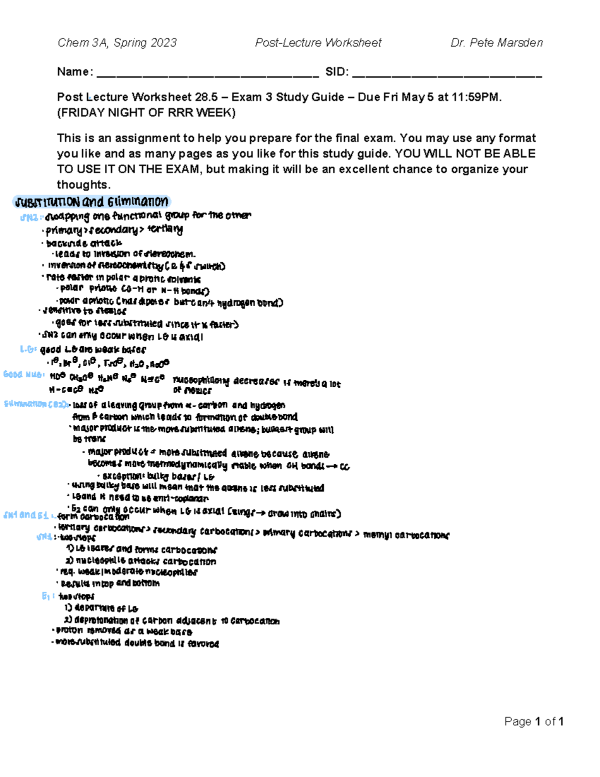 Lecture-28 - Lecture notes for organic chemistry I - Name