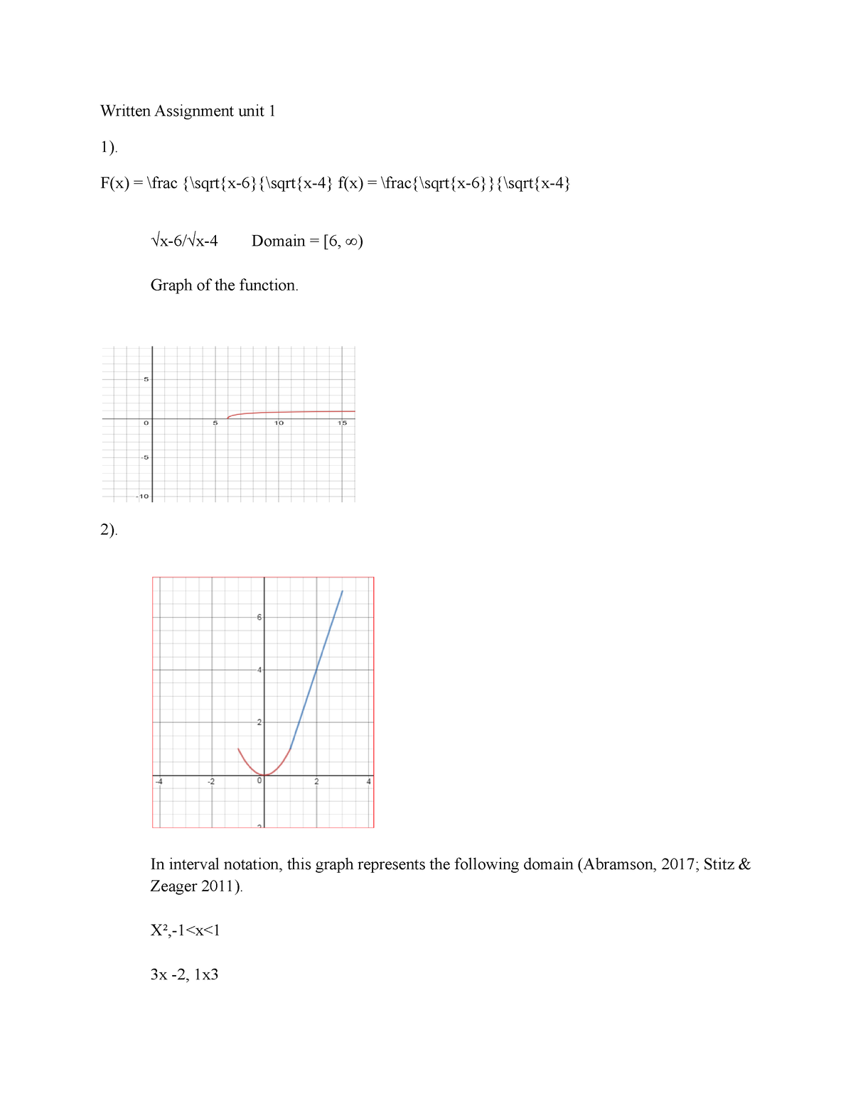 Written Assignment Unit 1 Math 1201 New Document - Written Assignment ...