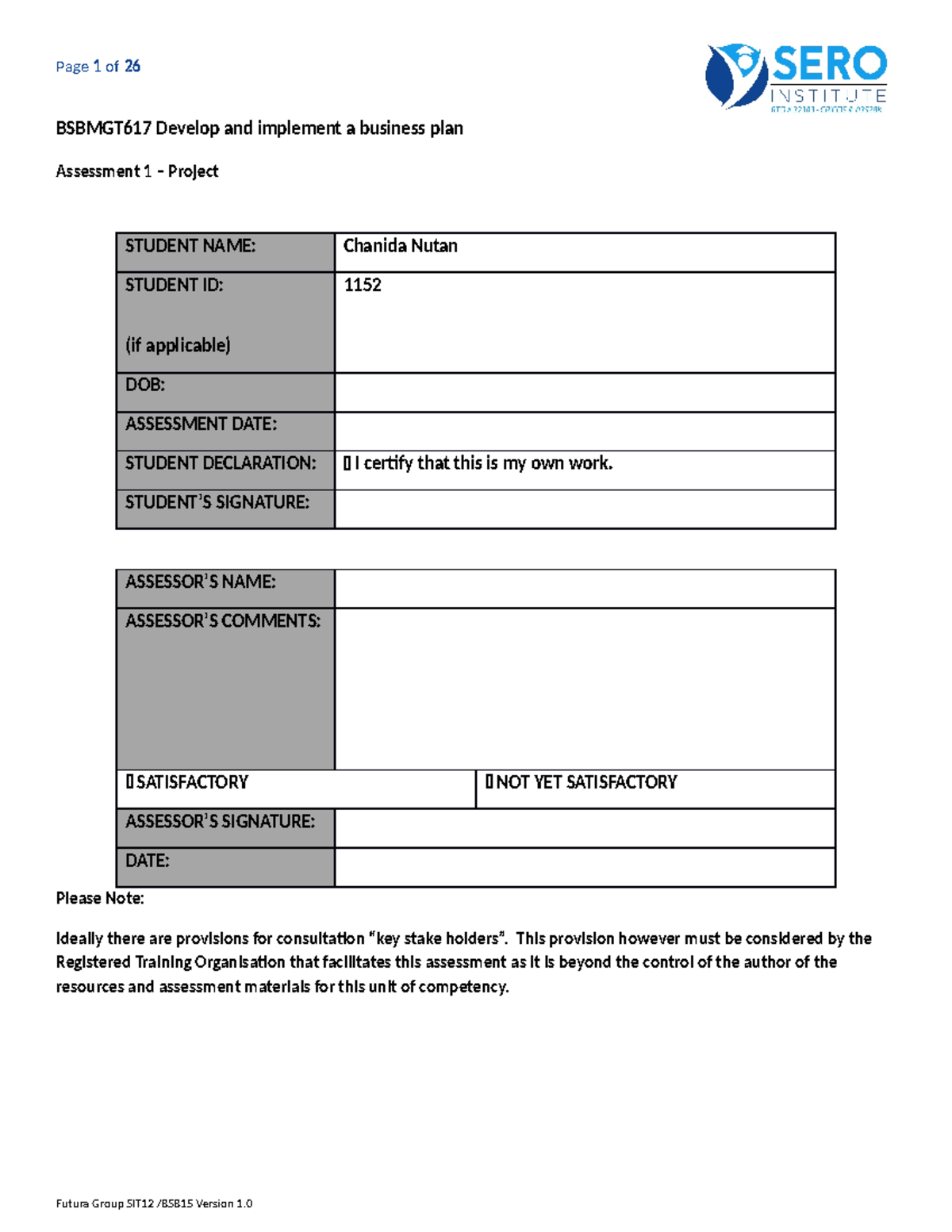 bsbmgt617 develop and implement a business plan assessment 2