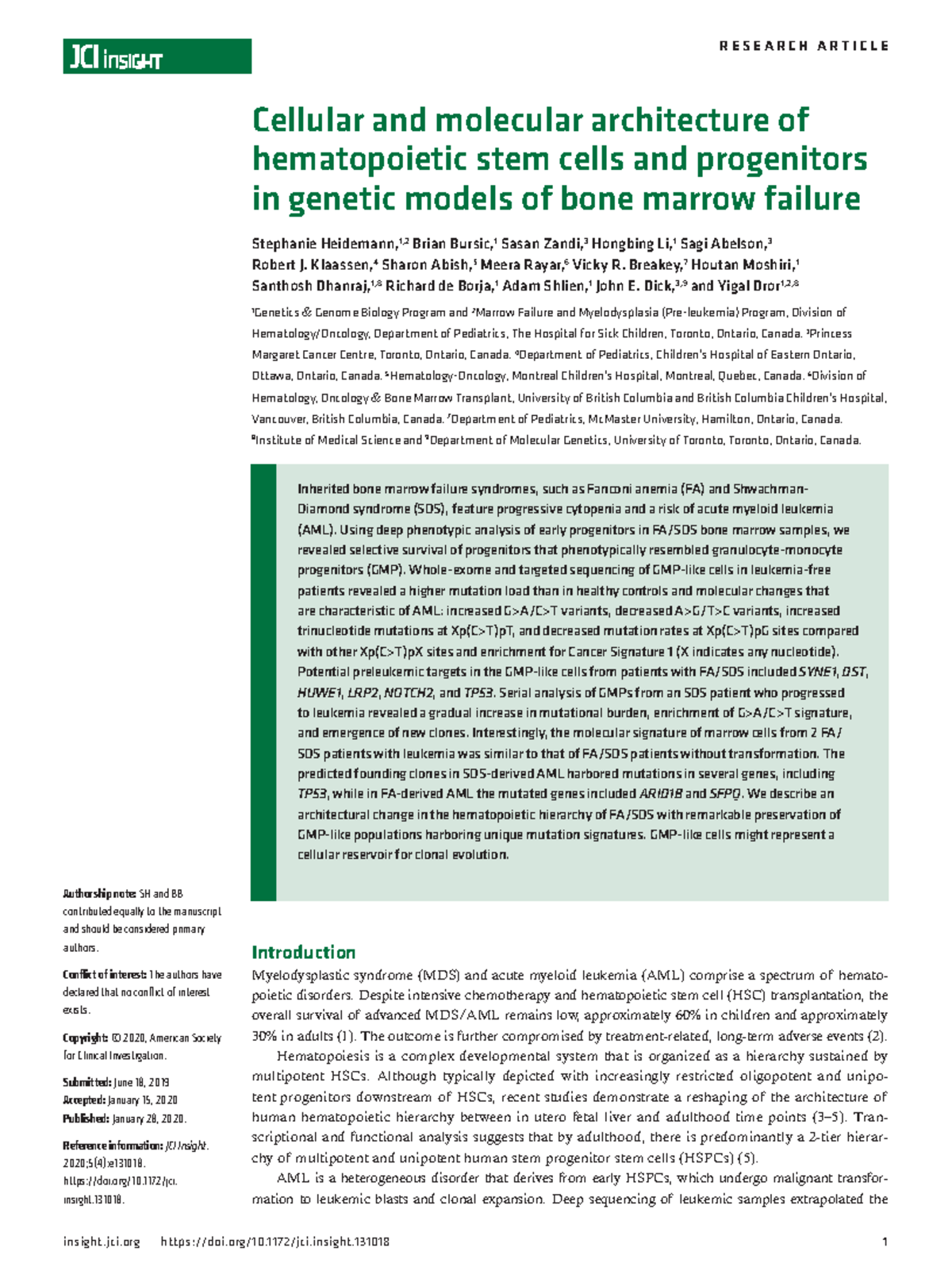 Cellular and molecular architecture of hematopoietic stem cells and ...