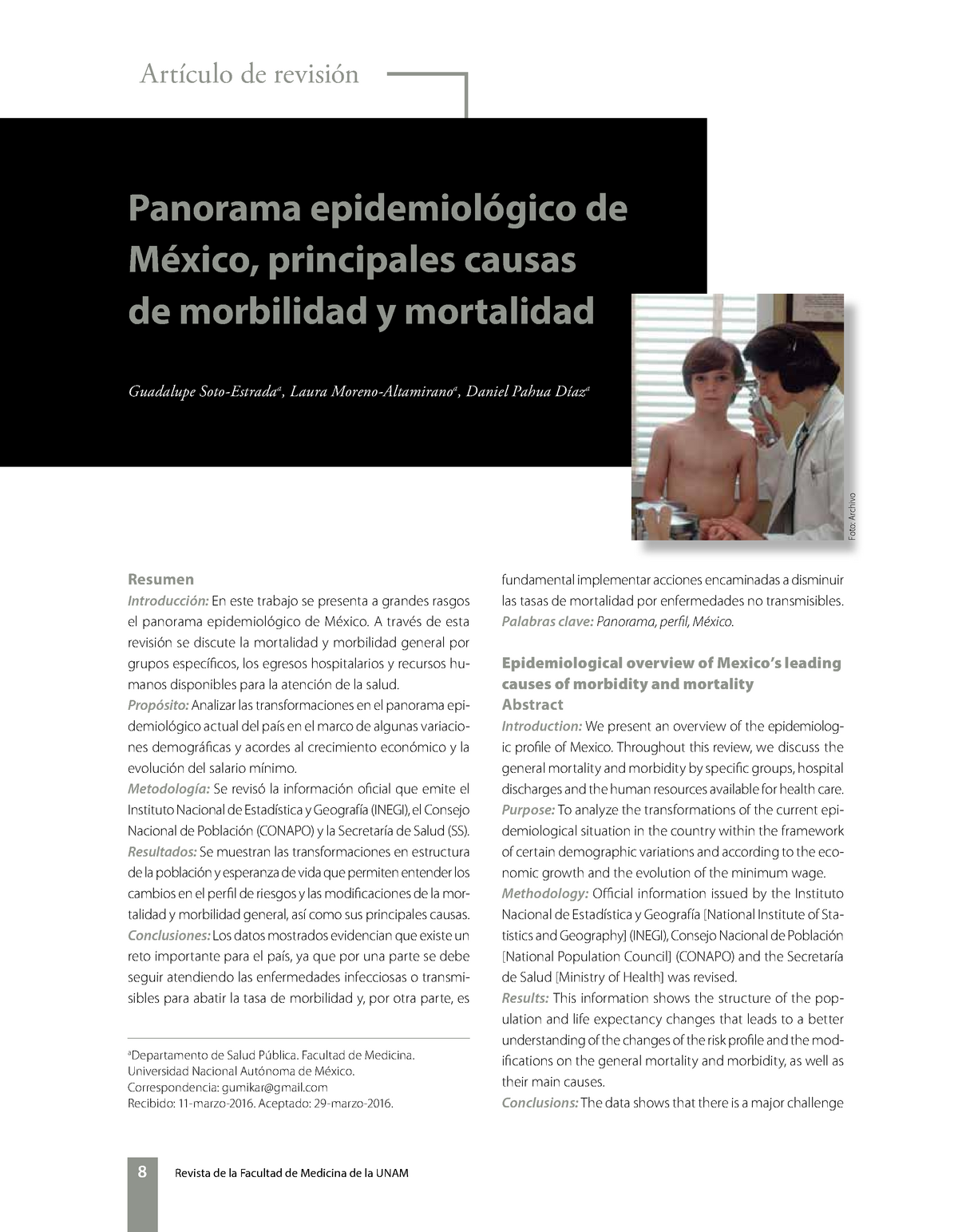 Panorama Epidemiológico De México Principales Causas De Morbilidad Y Mortalidad 88 Revista De 9814