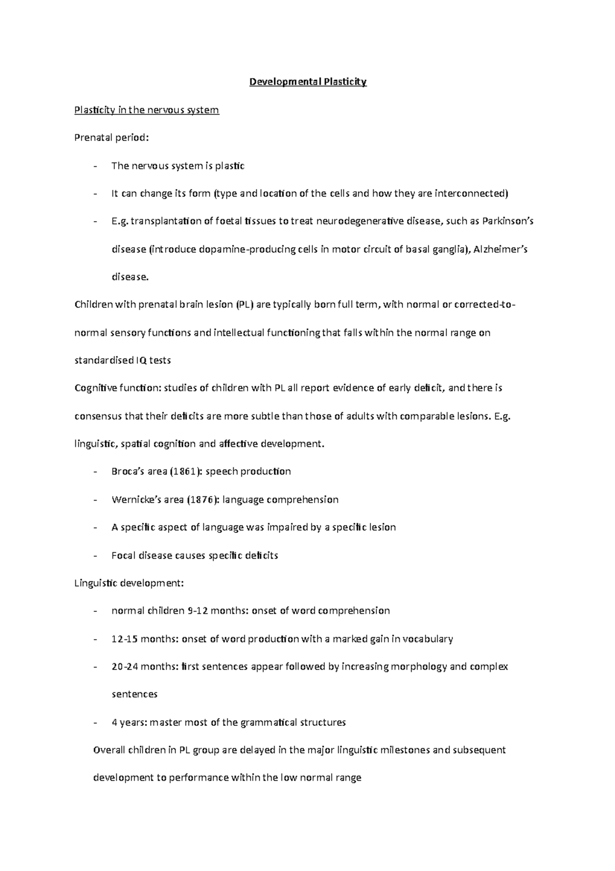 Developmental Plasticity BB L5 - Developmental Plasticity Plasticity in ...