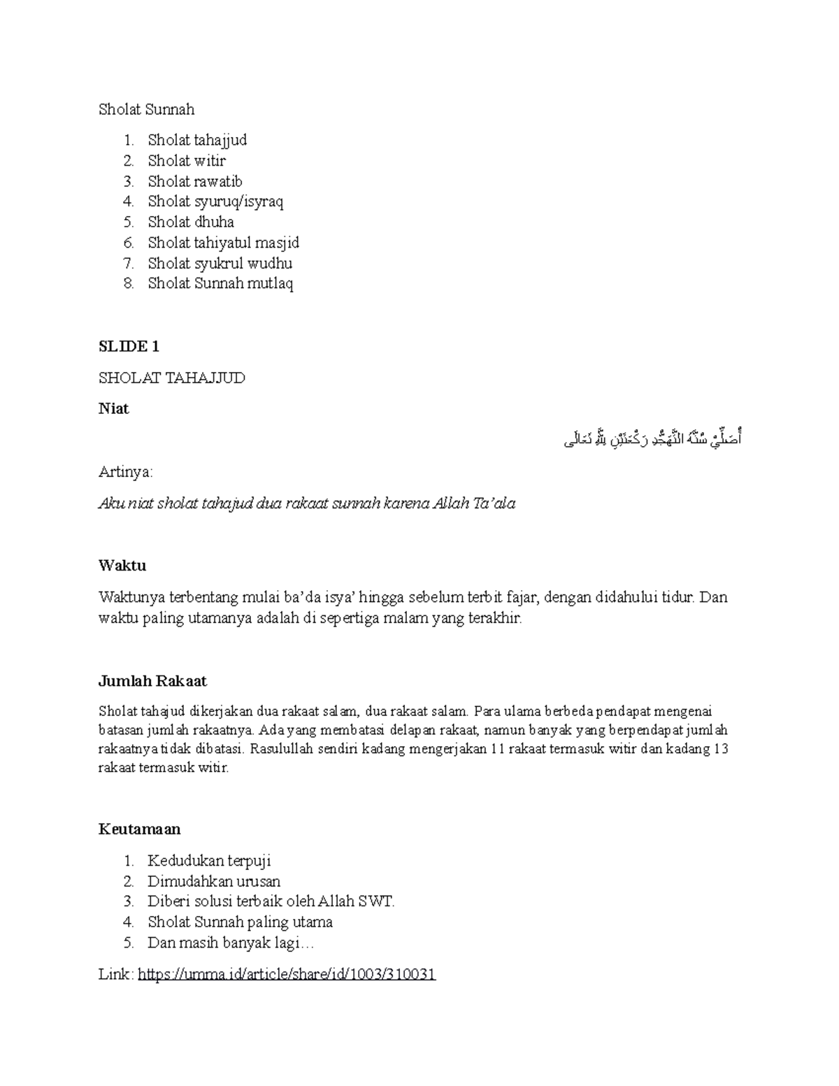 Chapter 1 - Be Honest!!! - Sholat Sunnah Sholat tahajjud Sholat witir ...