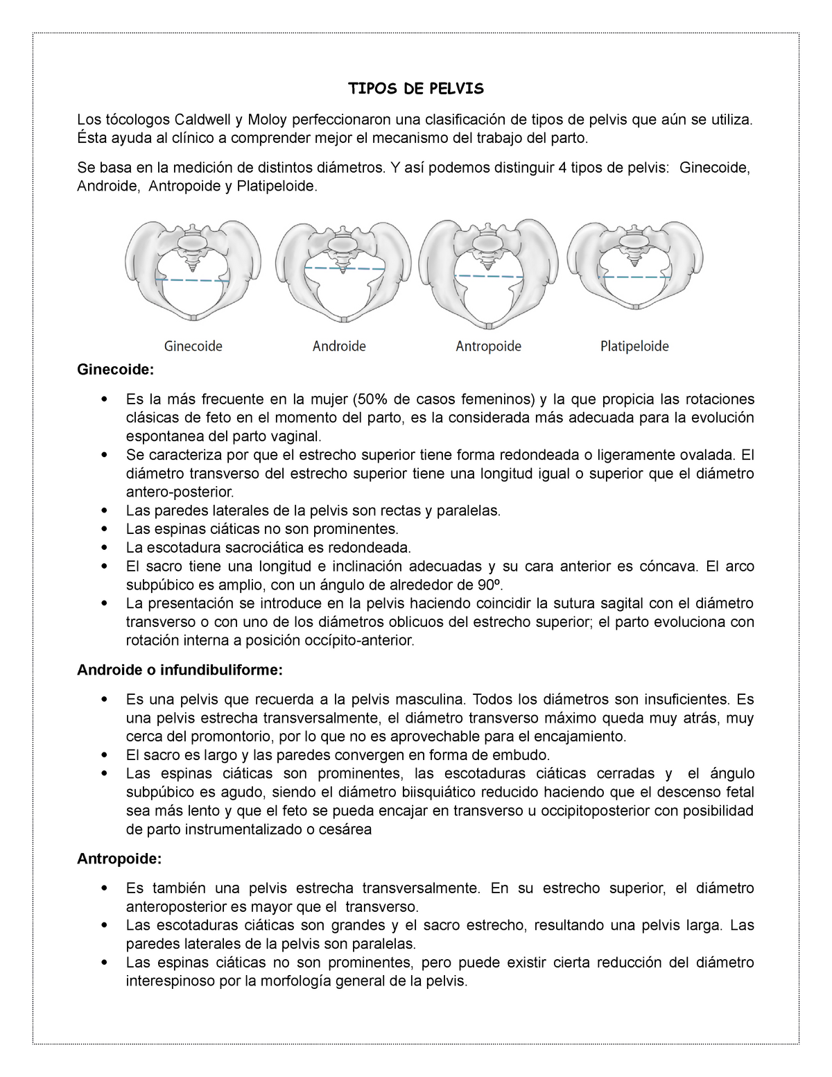 tipos de pelvis