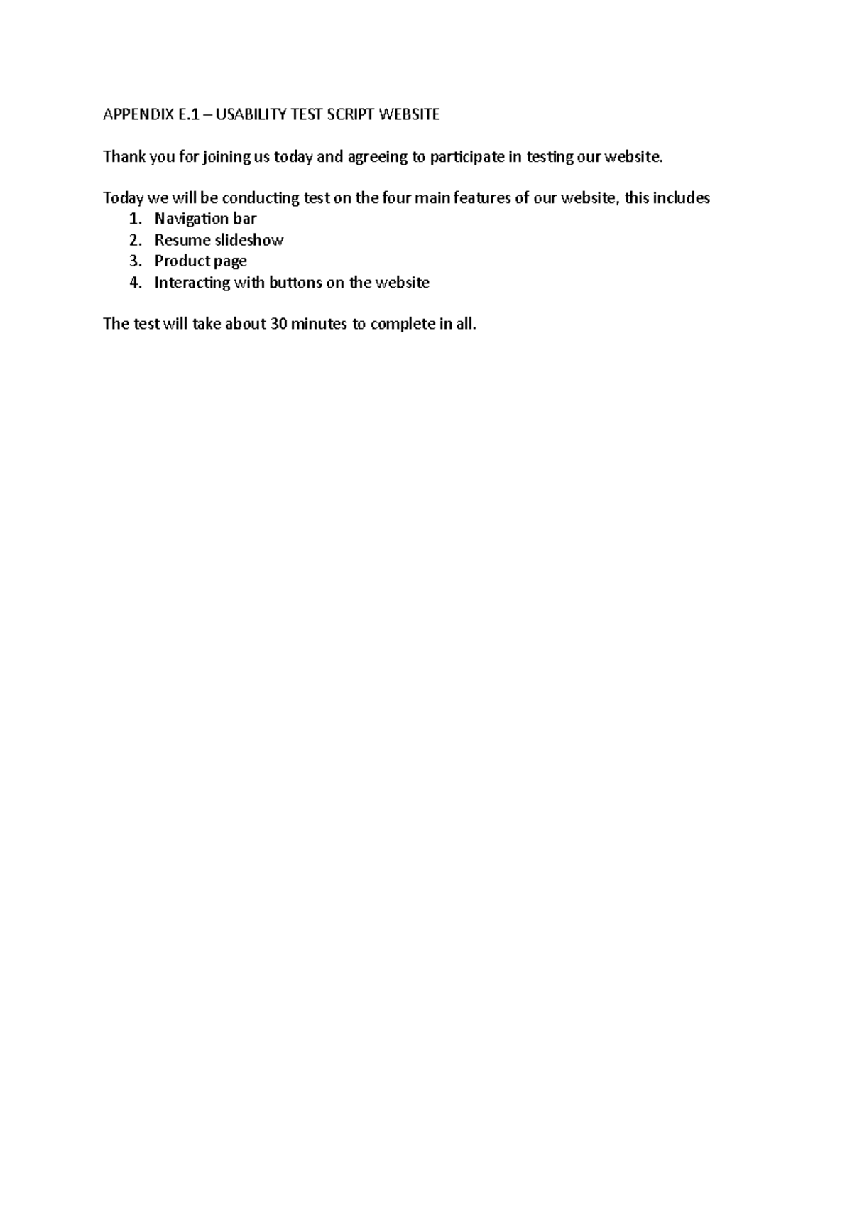 Appendix - Usability Test Script Digital Product - APPENDIX E ...