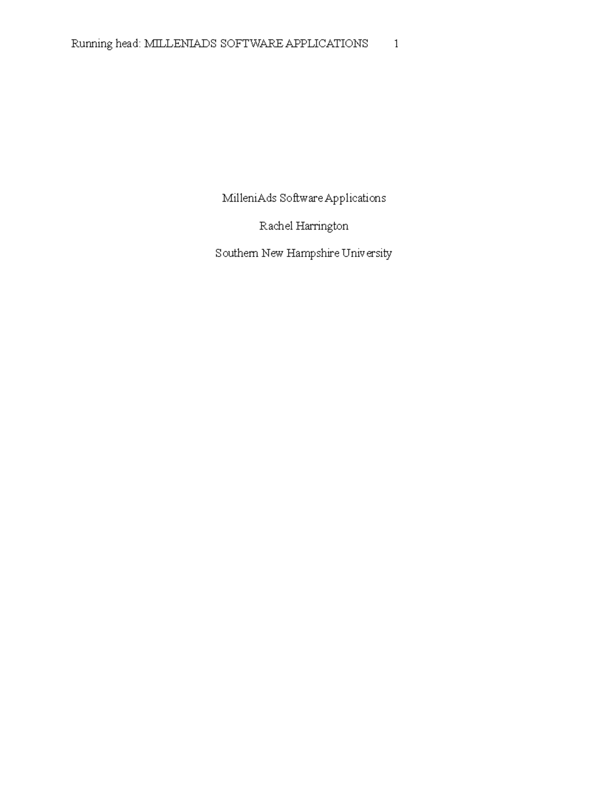 Milestone Three - MilleniAds Software Applications - Running head ...