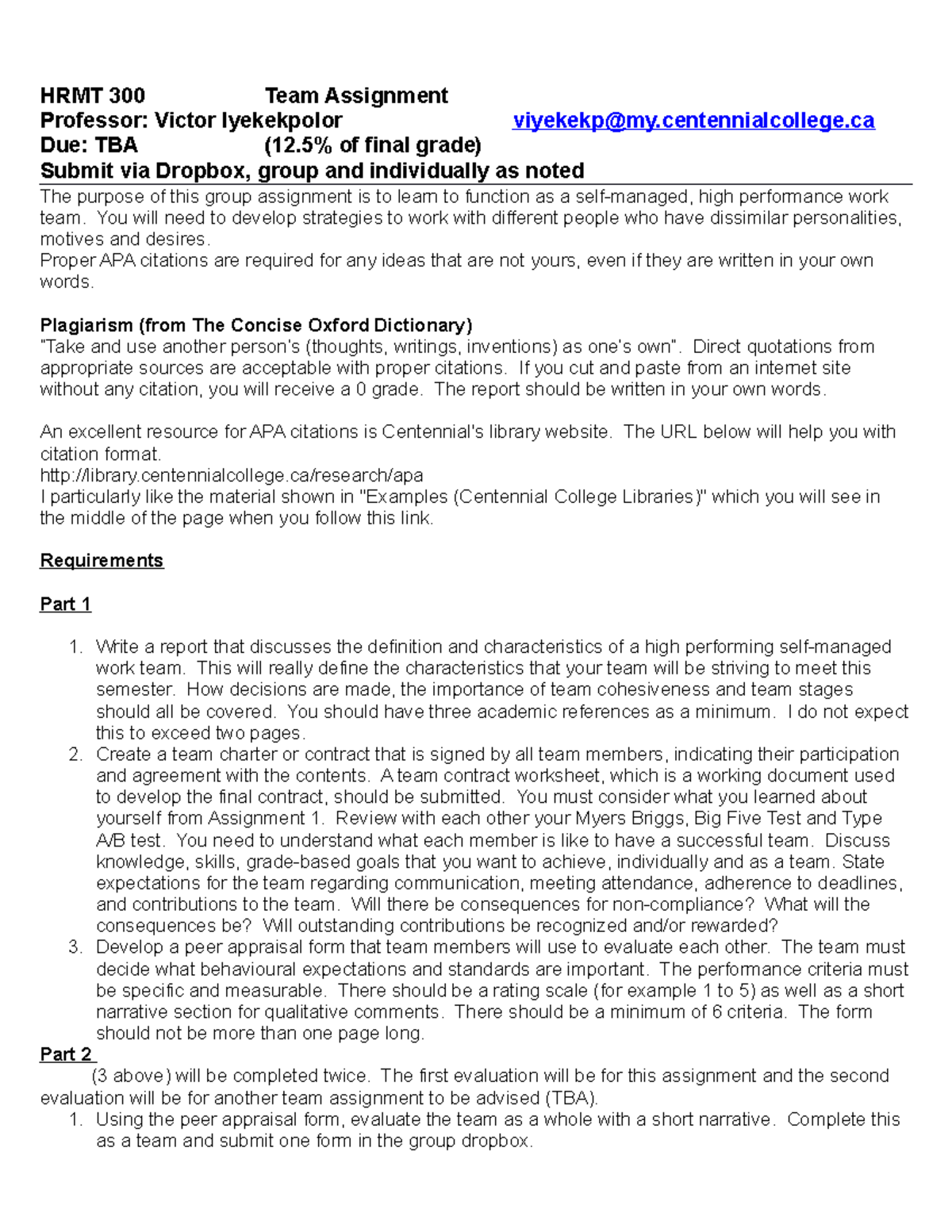 A2 TEAM Development Assignment - HRMT 300 Team Assignment Professor ...