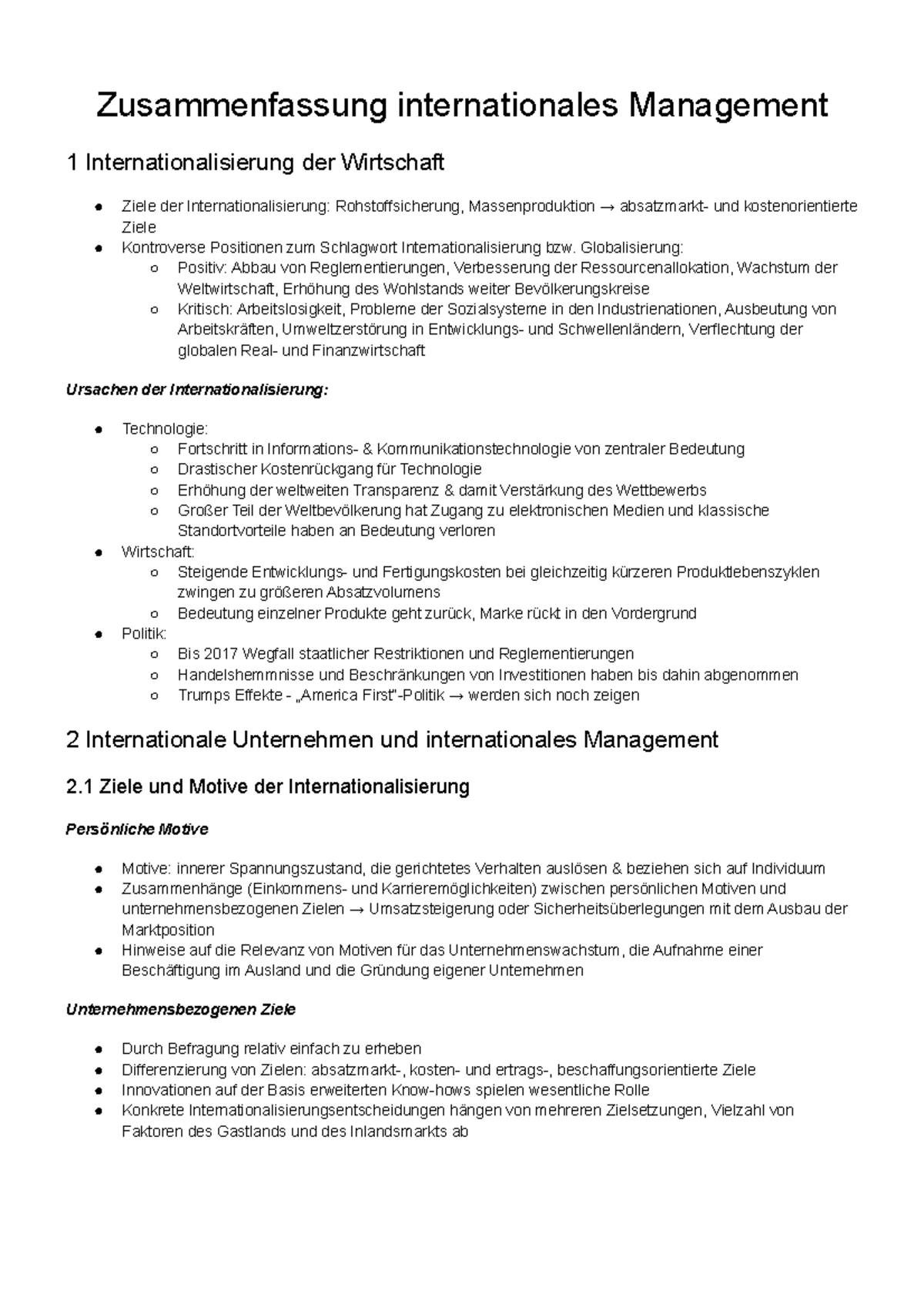 Zusammenfassung Internationales Management Komplett - Zusammenfassung ...