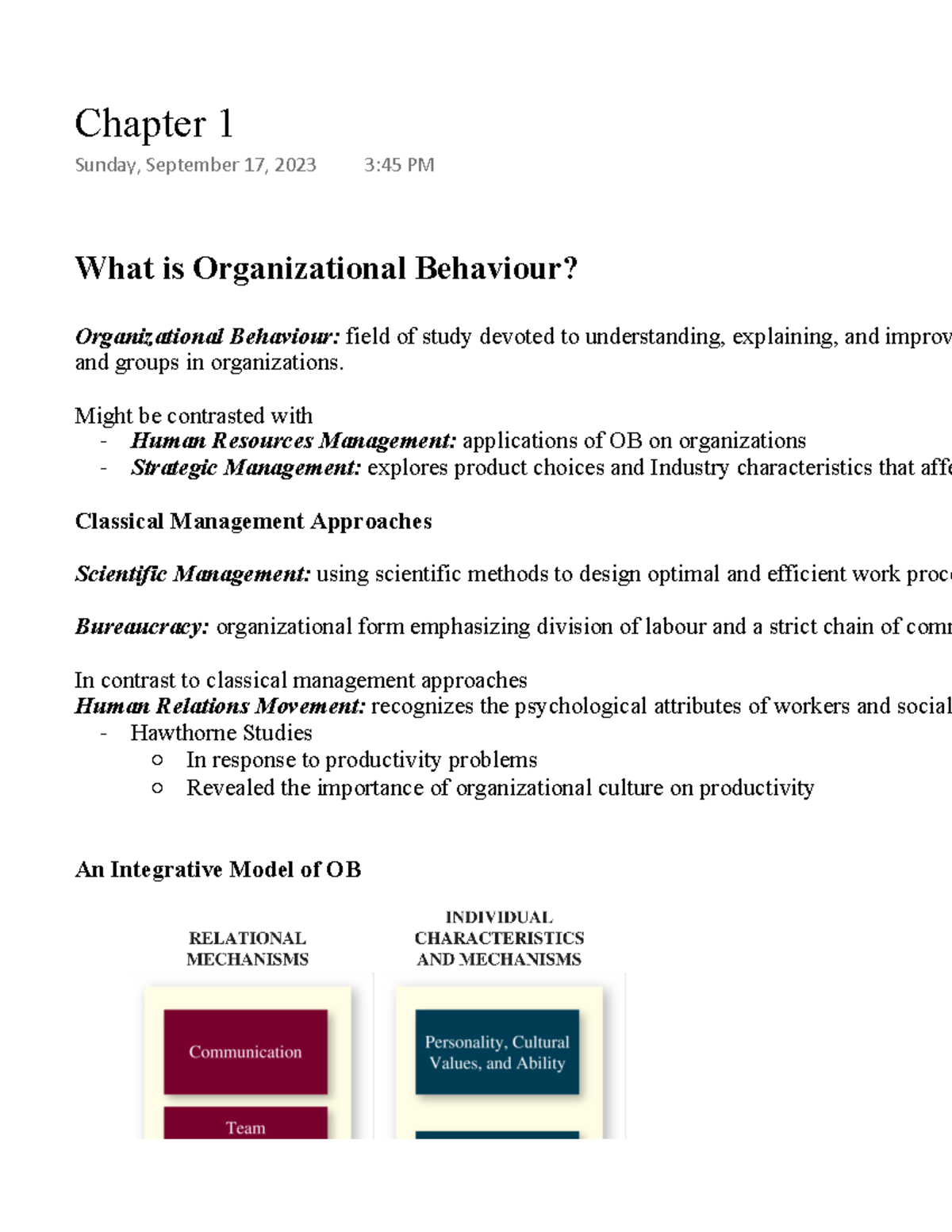 Chapter 1 MOS 2181 - What is Organizational Behaviour? Organizational ...