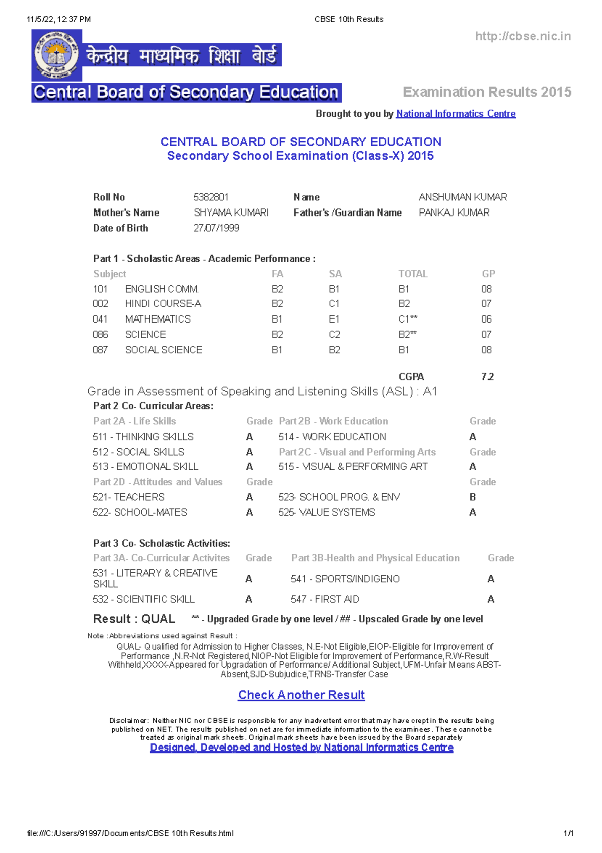 CBSE 10th Results - notes - 11/5/22, 12:37 PM CBSE 10th Results - Studocu